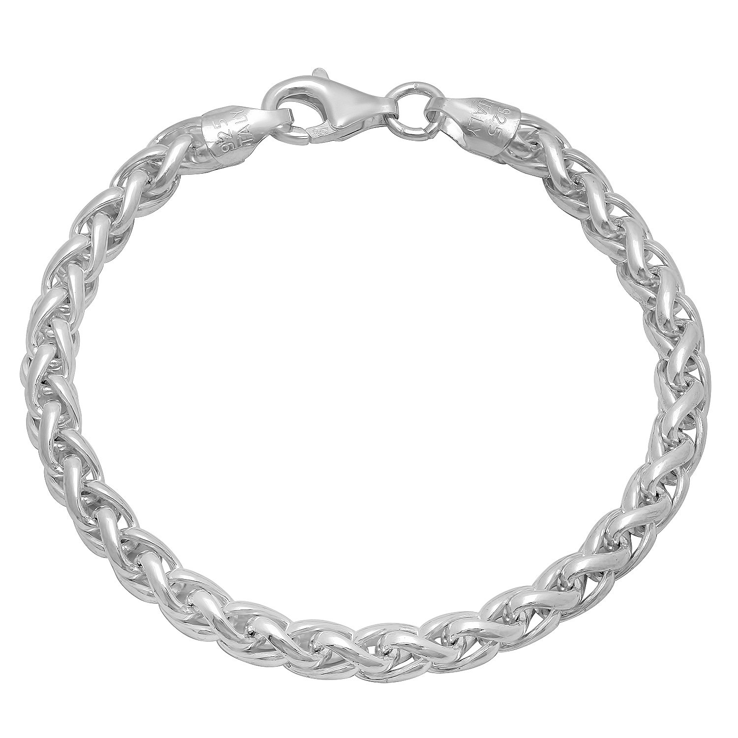 5mm Solid .925 Sterling Silver Braided Wheat Chain Bracelet for Women - Durable & Hypoallergenic Jewelry for Everyday Wear, Gifts & Special Occasions