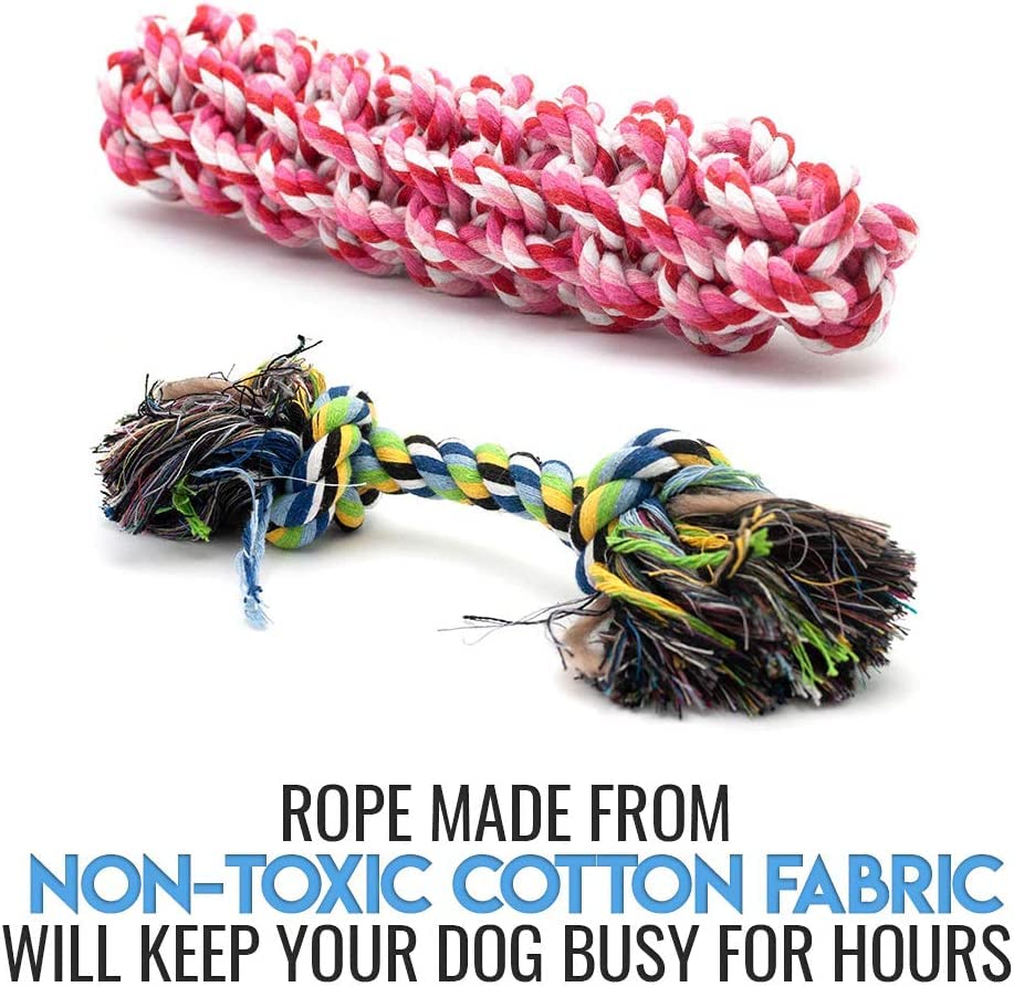Otis & Claude Variety Pack Rope Toys for Small & Medium Dogs - Heavy Duty Chew Toys for Aggressive Chewers, Cotton Puppy Teething Toys (11-Pack) - Perfect for Playtime, Training & Dental Health