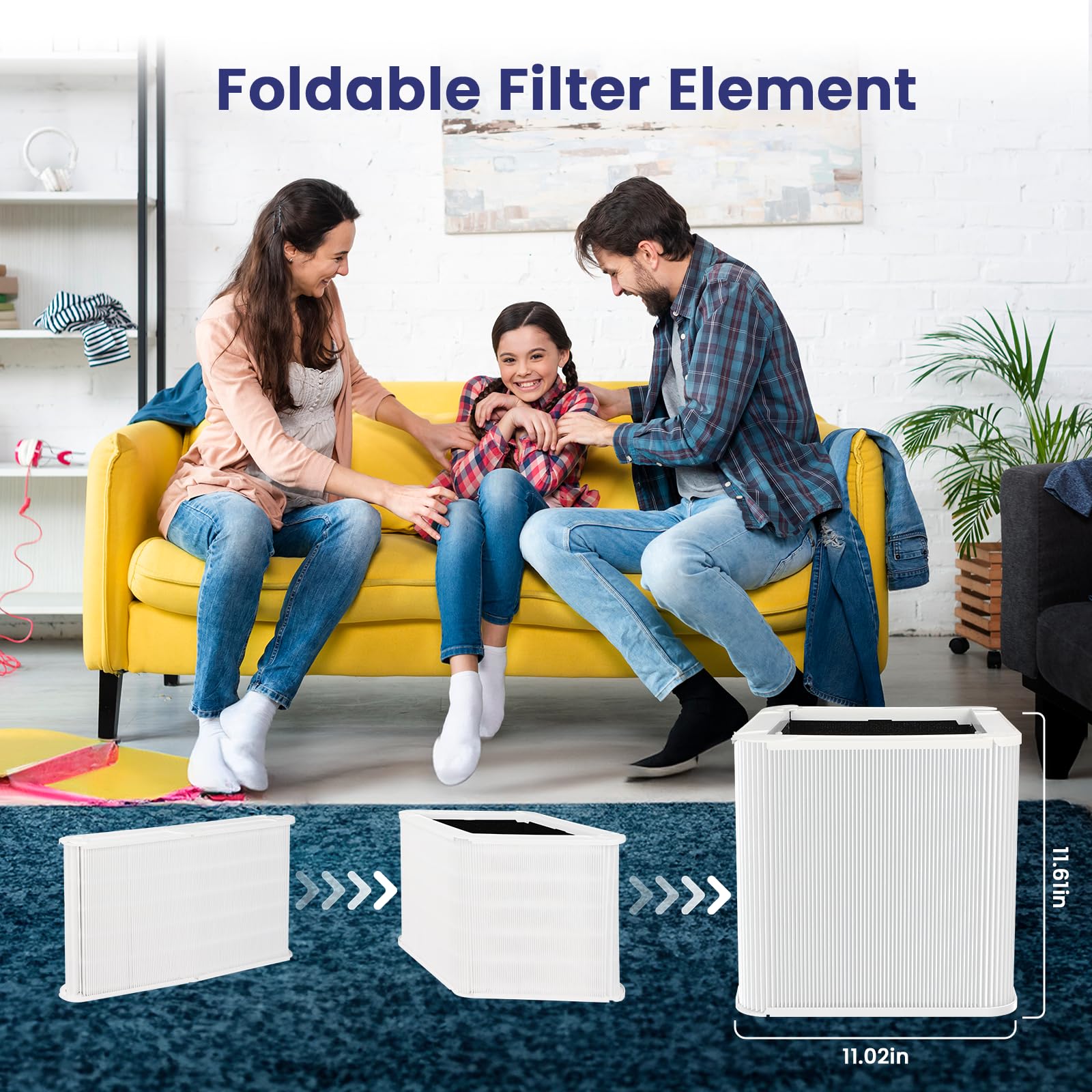 2 Pack True HEPA Replacement Filters for Blue Pure 211+ Air Purifier - Foldable Particle & Activated Carbon Air Cleaner Filters | Perfect for Home, Office, and Allergy Relief