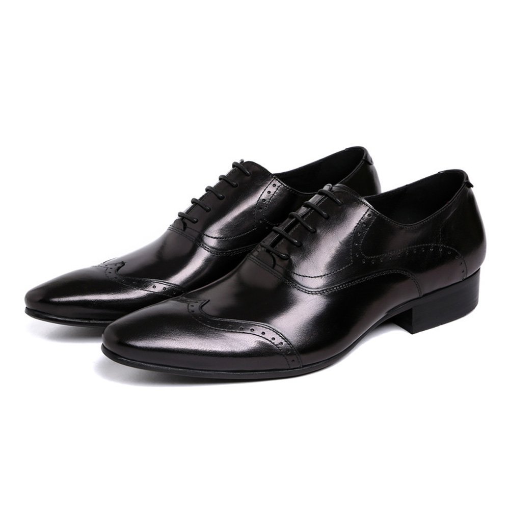 Santimon Men's Fashion Brogue Oxford Dress Shoes - Pointed Toe Lace-Up Derby for Formal & Business Wear - Perfect for Weddings, Office & Special Occasions