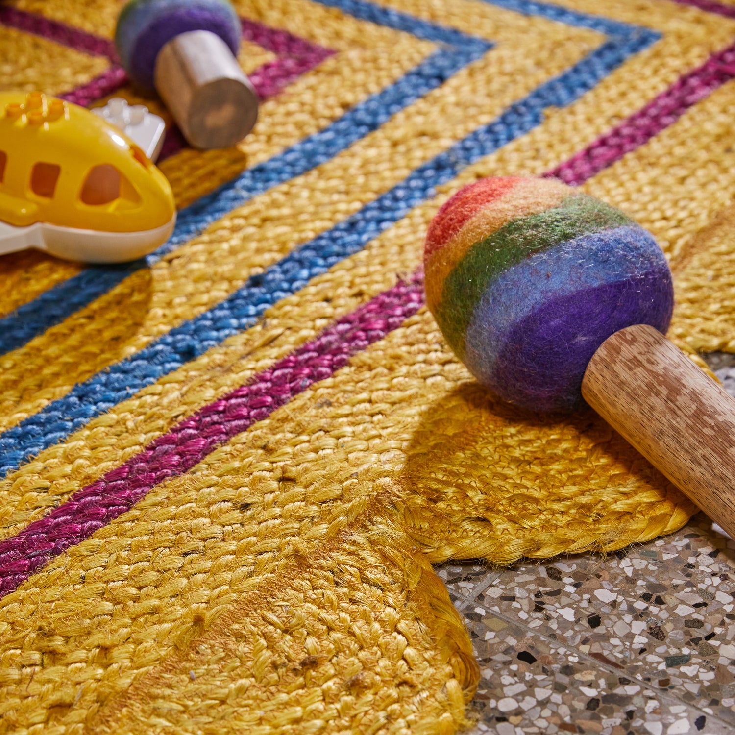 Mustard Jute Rug - Natural Eco-Friendly Handwoven Floor Mat for Living Room, Bedroom & Boho Home Decor