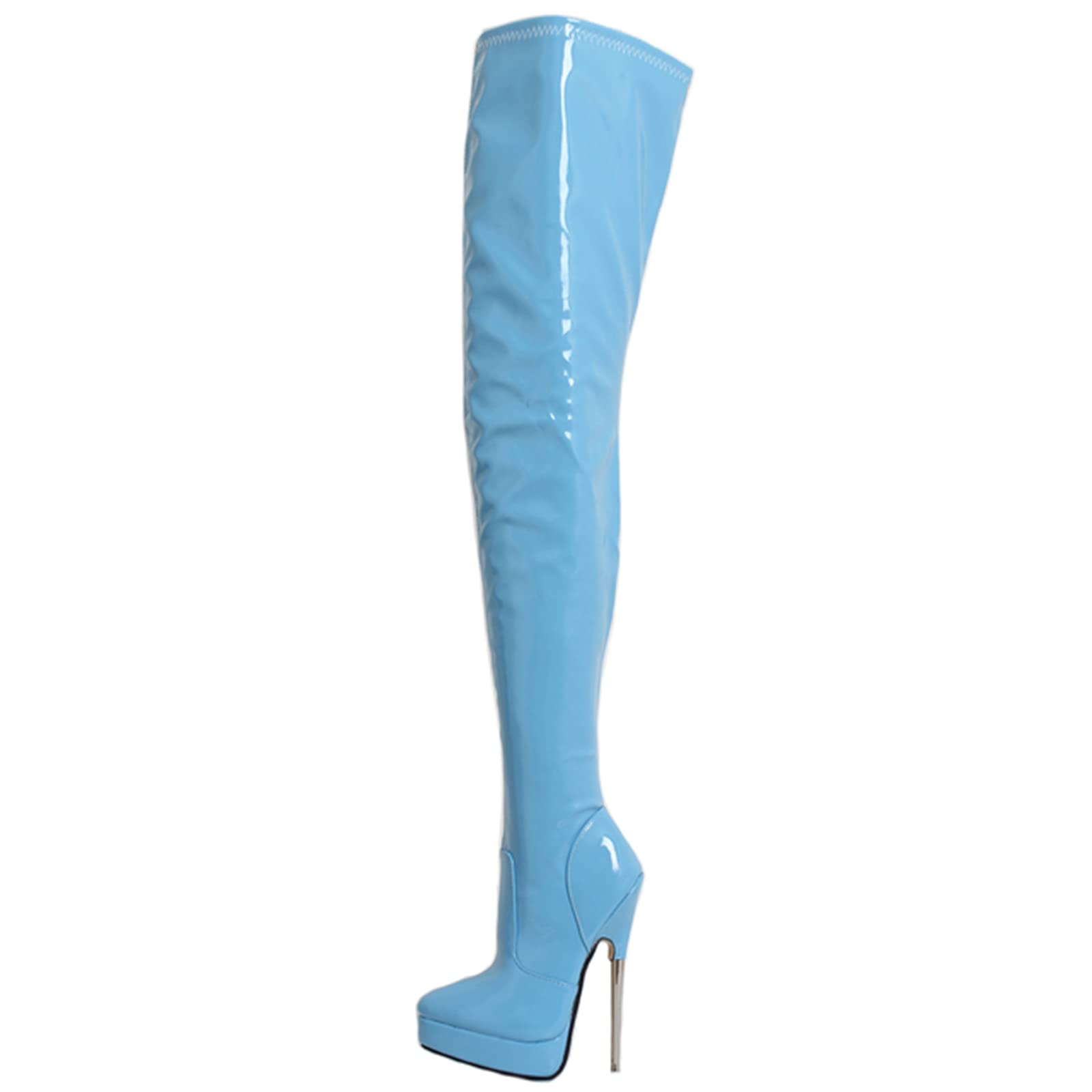 BeAUZQ Women's Thigh High Boots - 7 Inch Stiletto Heel, Stretchy Patent Leather Over The Knee Boots, Sexy Clubwear & Pole Dancing Shoes (6 Colors) - Perfect for Night Out, Cosplay & Dance Performances