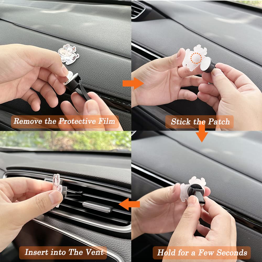 Cute Cow Car Air Freshener Vent Clips - 6 Pack Aromatherapy Diffusers for Auto Interior, Funny Car Accessories Decorations Gifts for Men Women (Home Office Car Use)