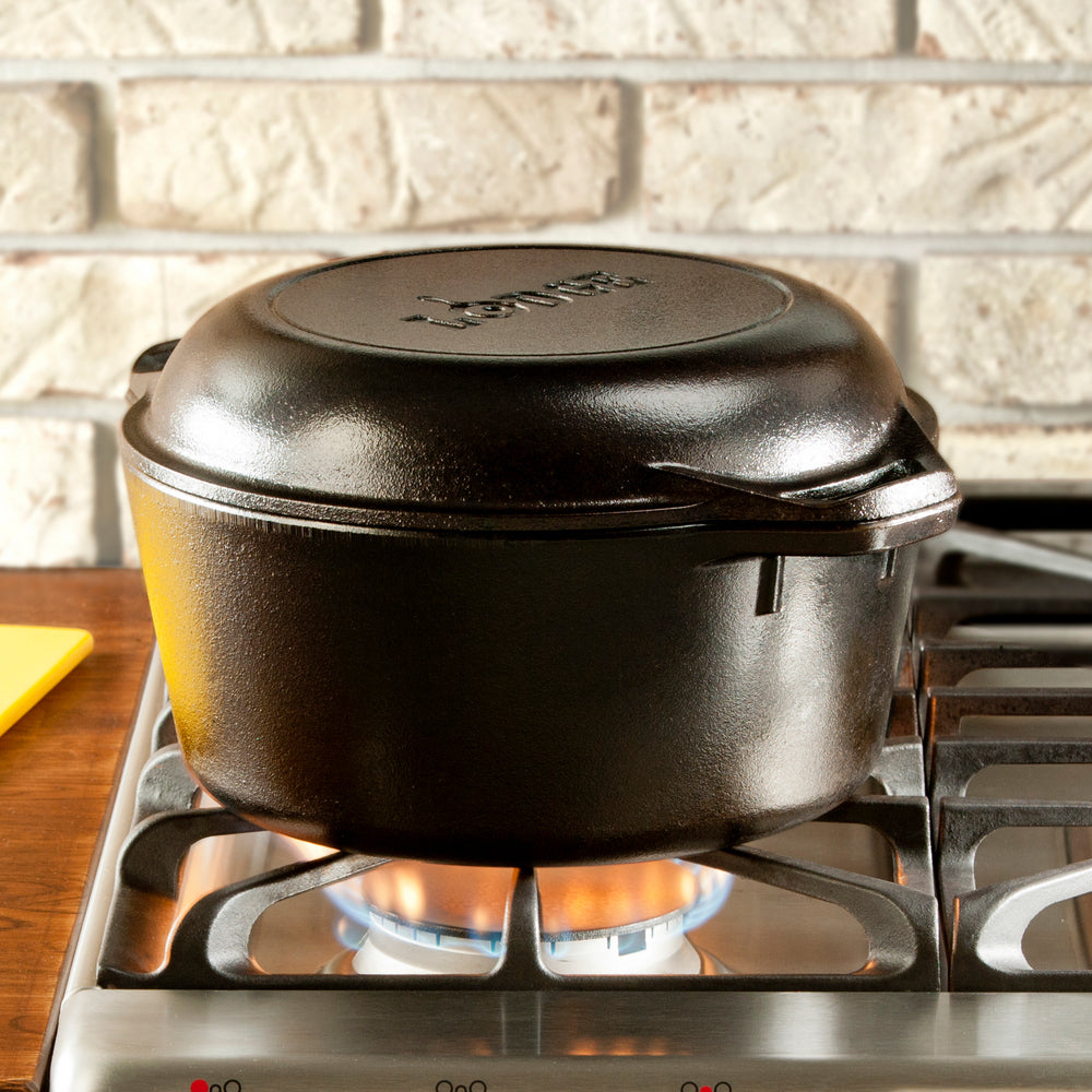 Premium 4.7L Cast Iron Double Dutch Oven - Enameled Cookware for Baking, Braising & Camping - Perfect for Stovetop, Oven & Outdoor Cooking