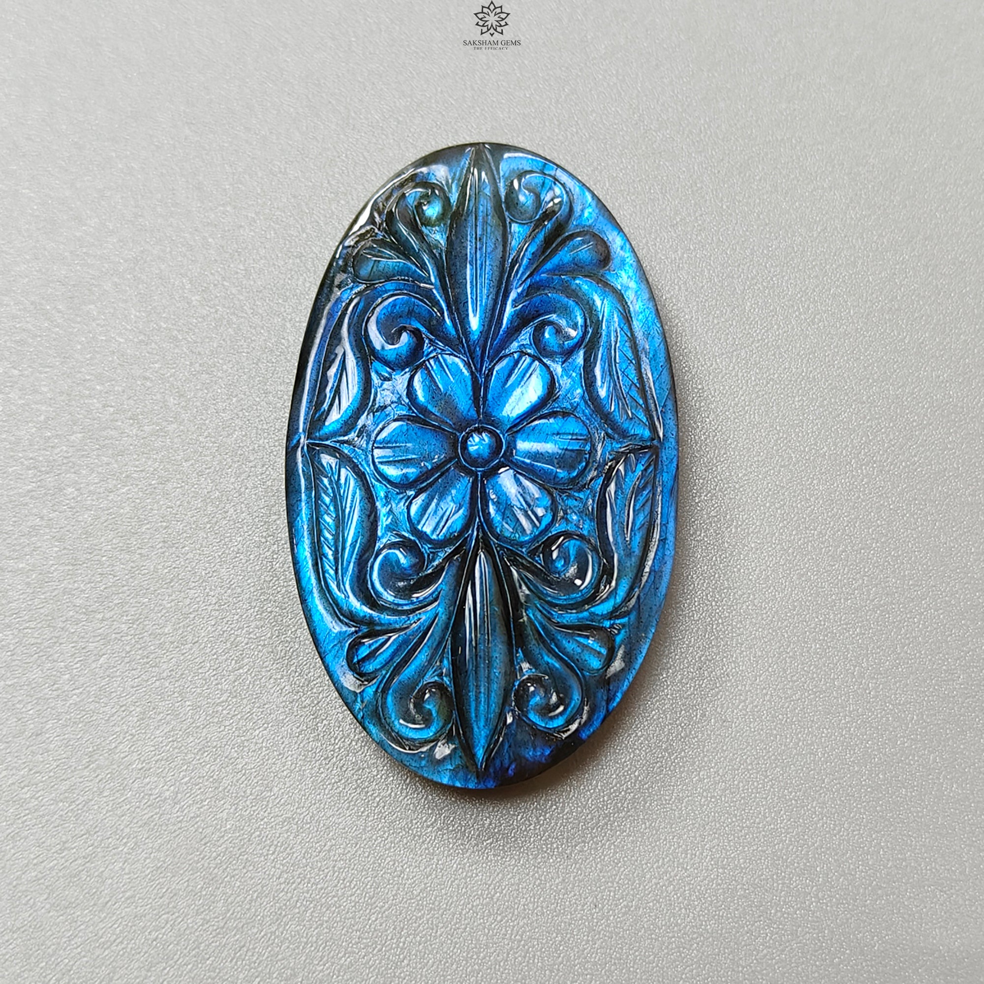 Natural Blue Labradorite Gemstone Carving - Untreated February Birthstone, Handcrafted Oval Cushion Shape (1pc) | Perfect for Jewelry Making, Crystal Healing & Spiritual Gifts