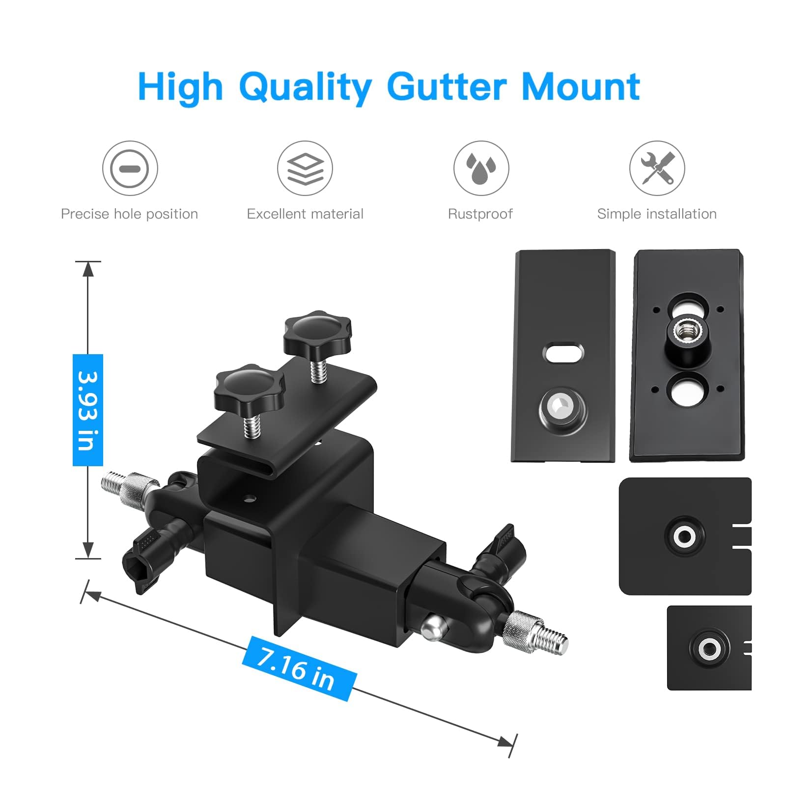 HOLACA 2-in-1 Weatherproof Gutter Mount for Ring Stick Up Cam Pro Solar Panel, Spotlight Cam Battery & Stick Up Cam Battery - Outdoor Security Camera Accessories (Black) - Perfect for Home Surveillance and Weather Protection