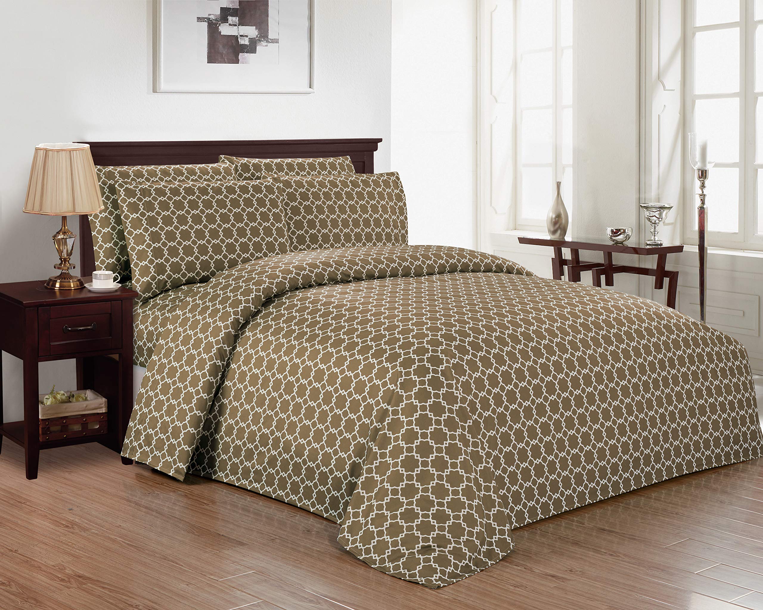 Kensie Calvin Luxury Bed Sheet Set - Soft Taupe Color, Full/Queen/King Size, 100% Cotton Breathable Sheets for Comfortable Sleep | Perfect for Master Bedroom, Guest Room & Hotel Use