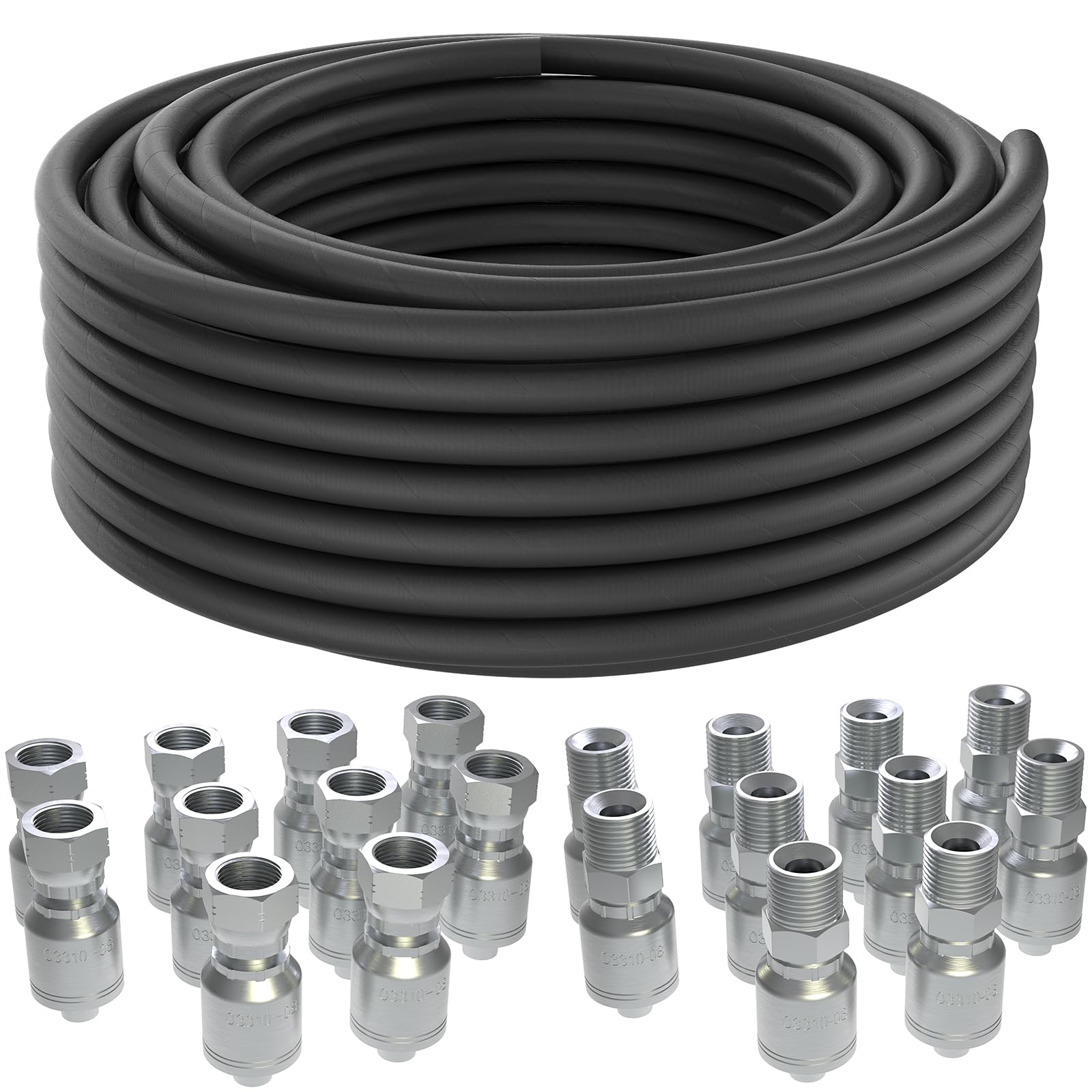100 Ft 1/2 Inch Hydraulic Hose with 20PCS 1/2