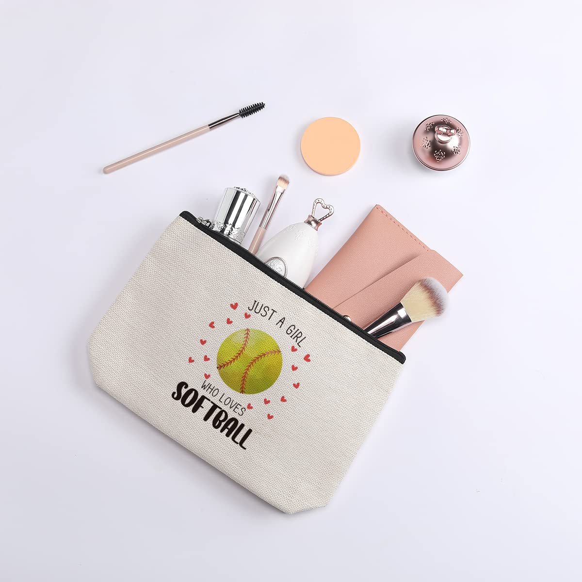 **Softball Makeup Bag for Women - Inspirational Gift for Softball Lovers, Mom, Sister, Coworker, BFF - Perfect for Birthday, Game Day & Travel**