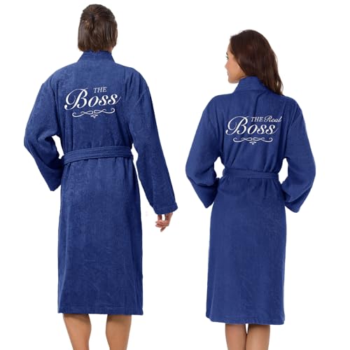 Navy Robe - White the Boss/the Real Boss Monogram