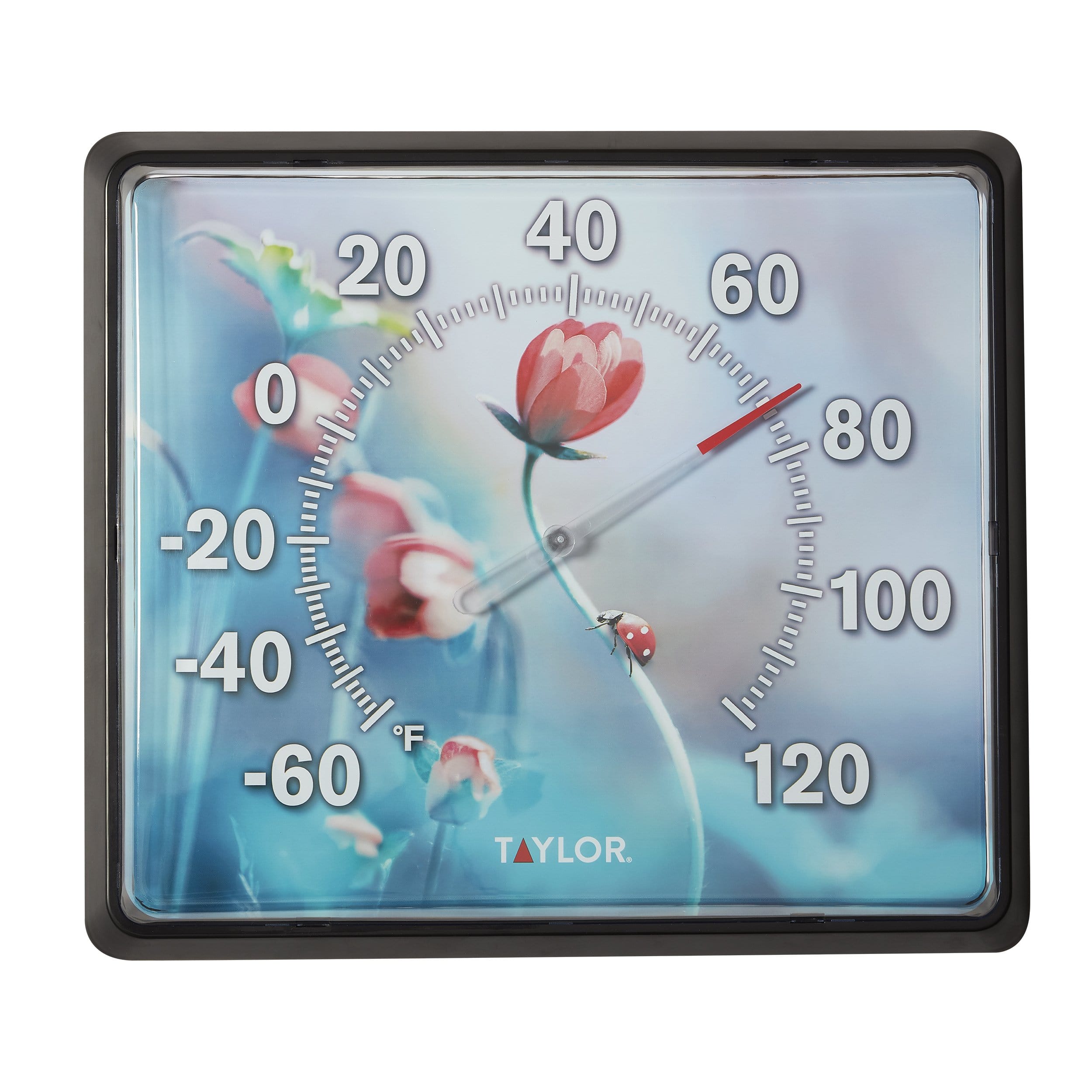 12 x 14 Inch Ladybug Dial Thermometer - Outdoor/Indoor Temperature Gauge for Garden, Home, Greenhouse & Weather Monitoring