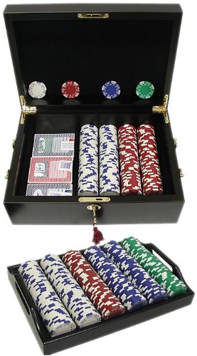 Premium 500 Royal Suited 11.5 Gram Casino Poker Chips Set with Elegant Mahogany Case (Black) - Perfect for Home Games, Poker Nights, and Casino-Themed Parties