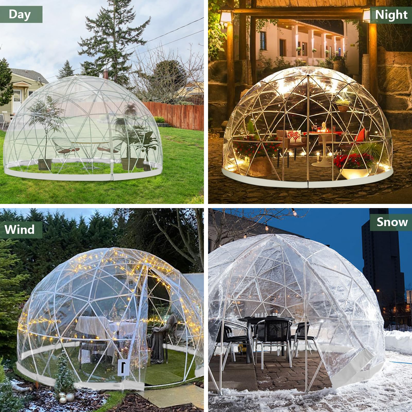 12FT Weatherproof Garden Dome Igloo Tent with PVC Cover - Clear Greenhouse Bubble Tent for Backyard, Outdoor Parties & Winter Gardening | Perfect for Patio Events, Camping & Seasonal Plant Protection