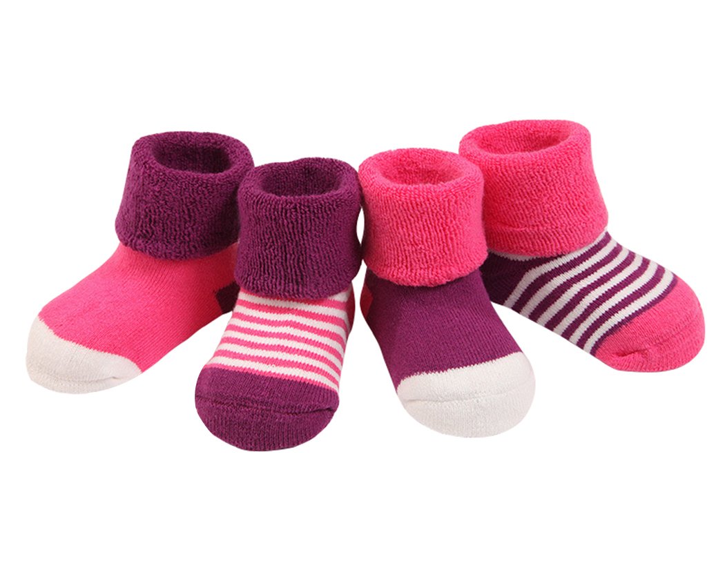 **Soft Baby Socks 4-Pack - 100% Cotton Non-Slip Infant & Toddler Socks (0-36 Months) - Perfect for Playtime, Daycare & First Steps**