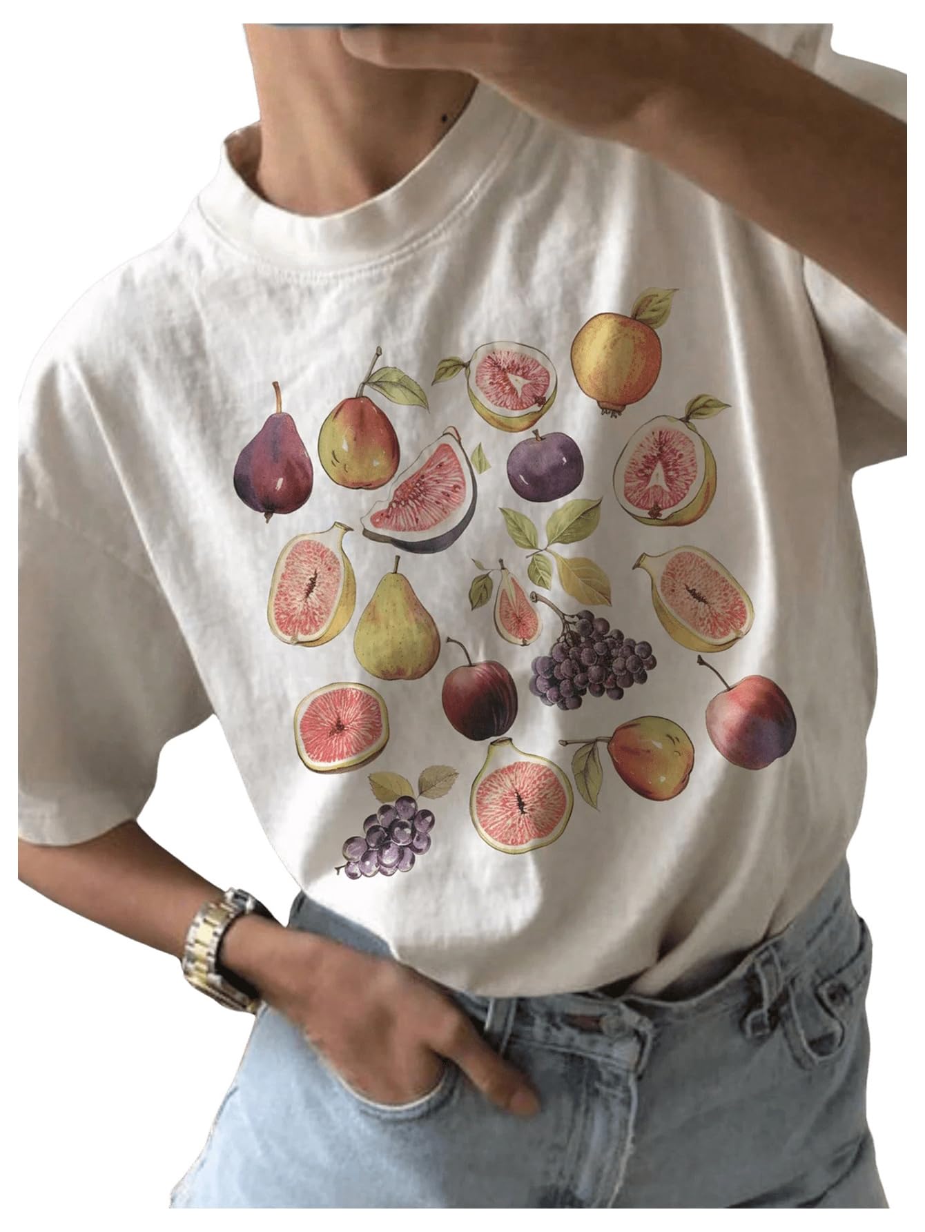 Women's Graphic Tees Short Sleeve Crewneck Casual Summer T-Shirt - Cute Printed Tops for Everyday Wear, Street Style & Vacation Outfits