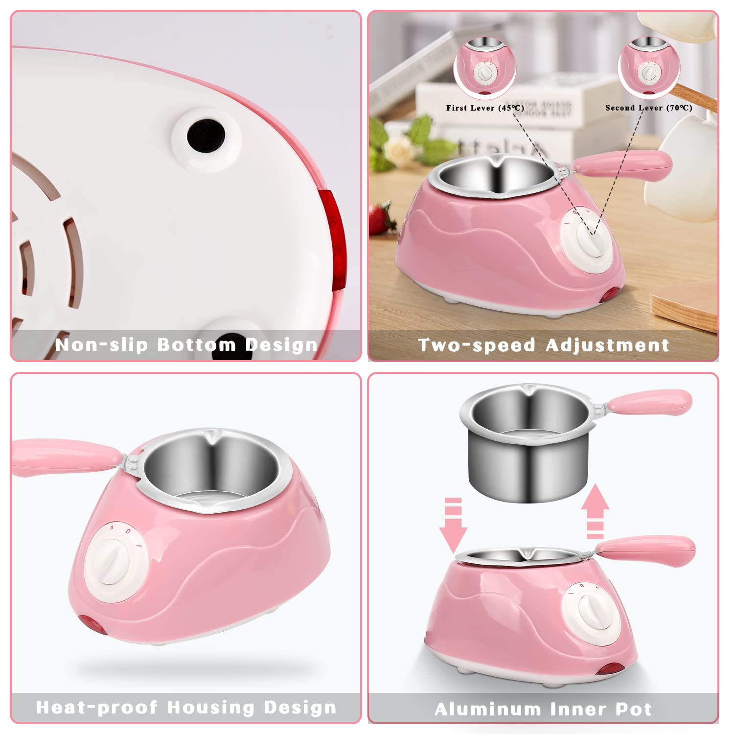 Mini Electric Fondue Pot Set - Chocolate Melter & Cheese Warmer Machine for Milk Chocolate, Candy, Butter - Perfect for Parties, Valentine's Day & Family Gatherings