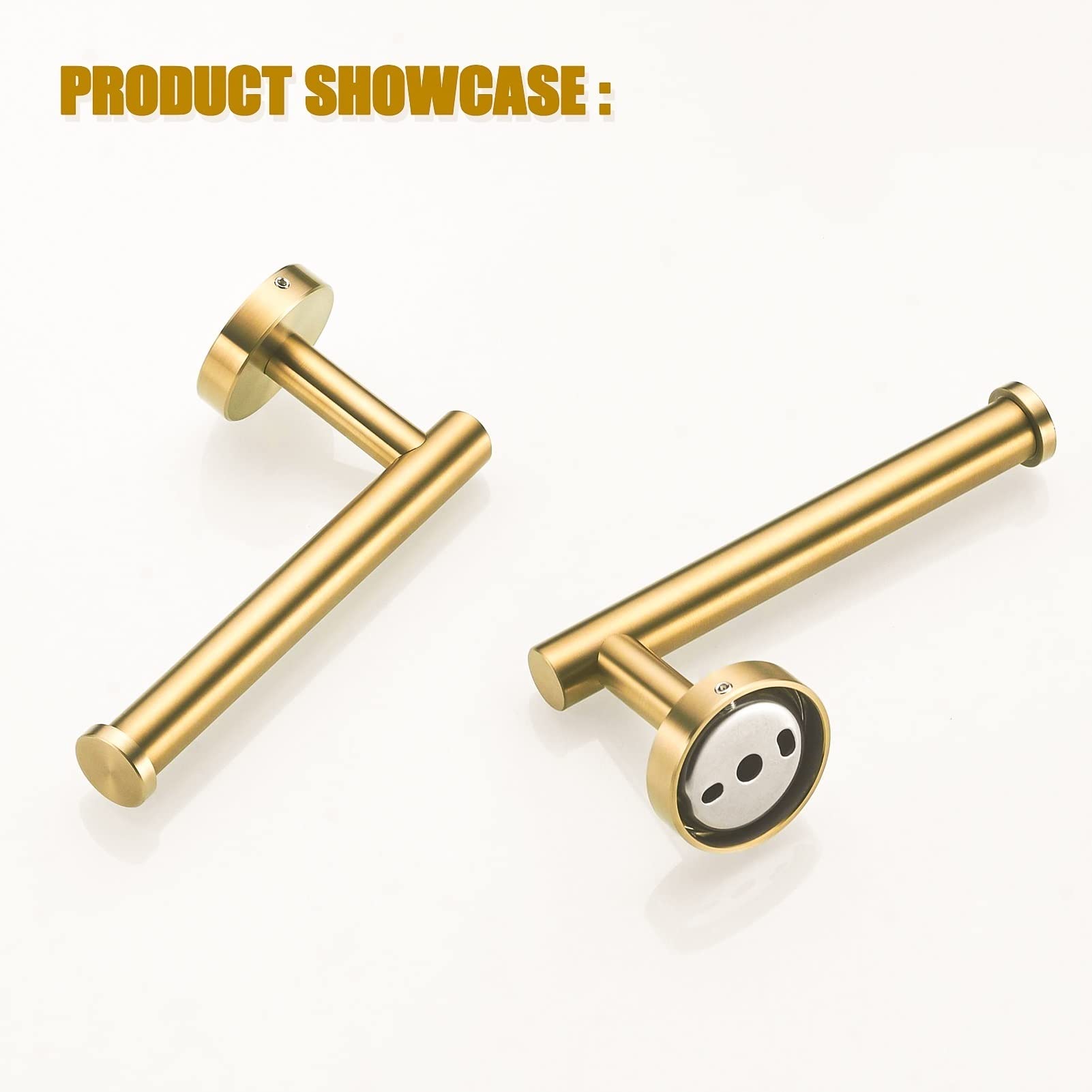 304 Stainless Steel Toilet Paper Holder with Perforated Design - Gold Bathroom Tissue Roll Holder - Extended Reach for Convenient Access - Perfect for Modern Bathrooms, Powder Rooms & RVs