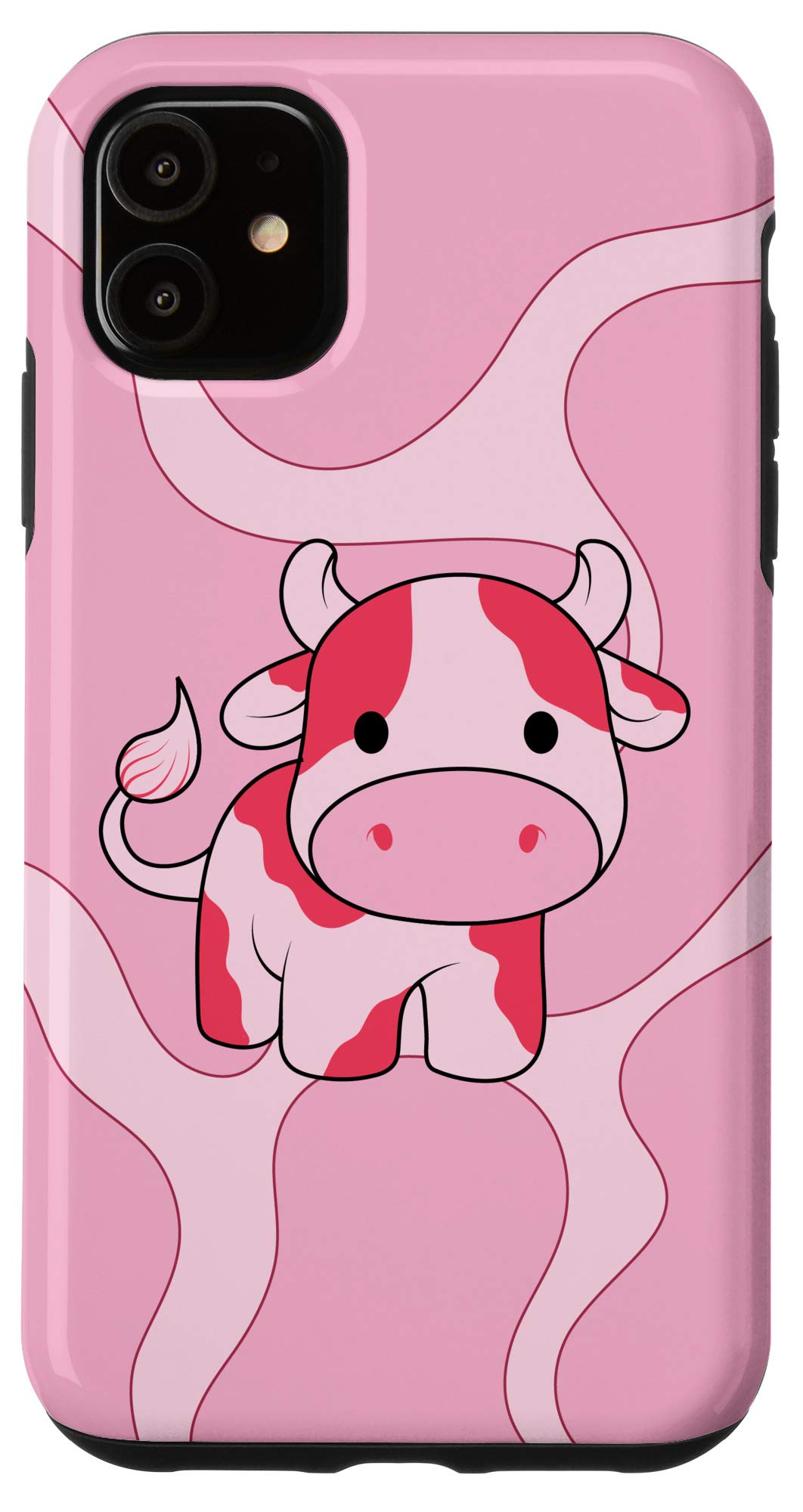 Cute Strawberry Cow iPhone 11 Case - Pink Kawaii Illustration Protective Cover for Girls, Women | Perfect for School, Work, Travel & Daily Use