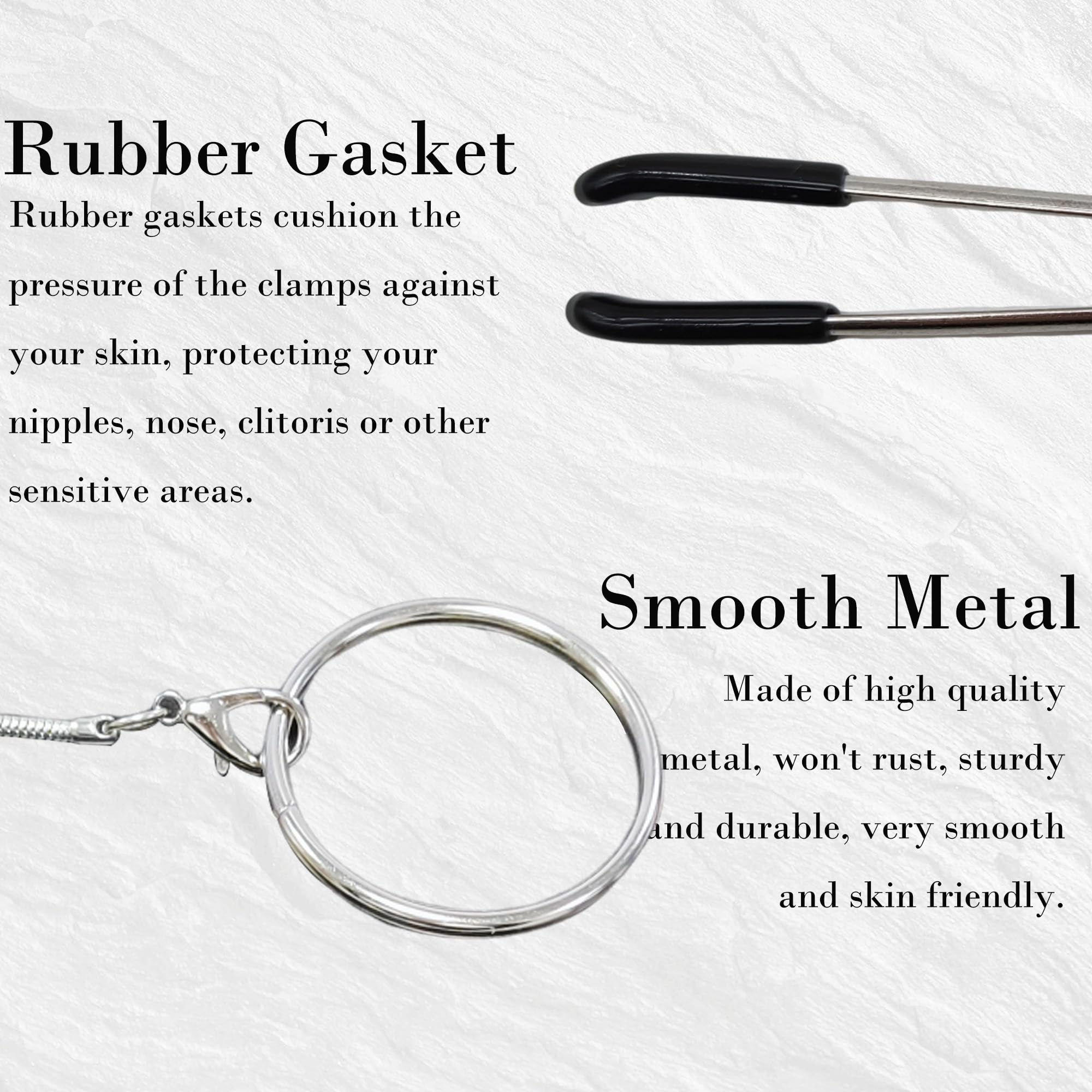 Non-Piercing BDSM Clitoral Clamp with Adjustable Metal Chain - Labia Spreader, Nipple & Nose Clip for Women - Perfect for Bondage, Fetish Play & Sensual Exploration