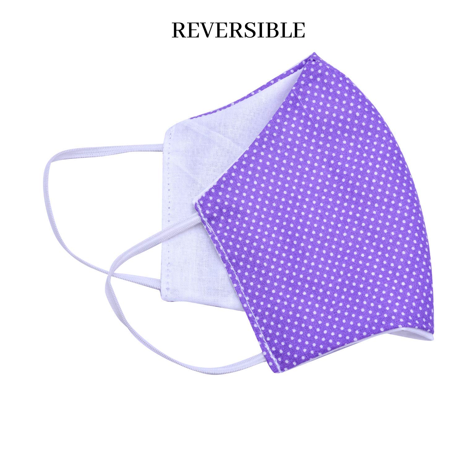 100% Cotton Reusable Face Mask for Kids Ages 3-10 - Soft Breathable 2-Layer Protection, Reversible Design (Pack of 3) - Perfect for School, Travel & Daily Protection
