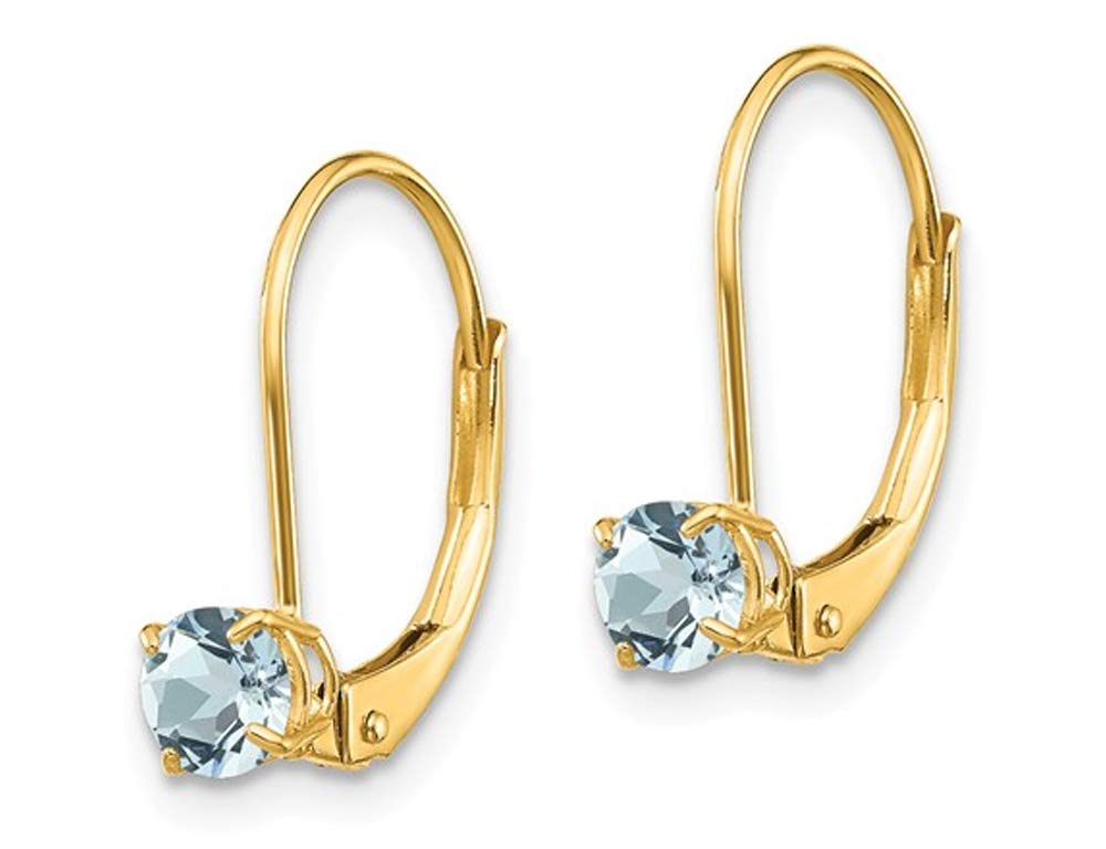 2/5 Carat (ctw) Natural Aquamarine Hoop Earrings in 14K Yellow Gold - Elegant Jewelry for Women, Perfect for Weddings, Parties & Everyday Wear