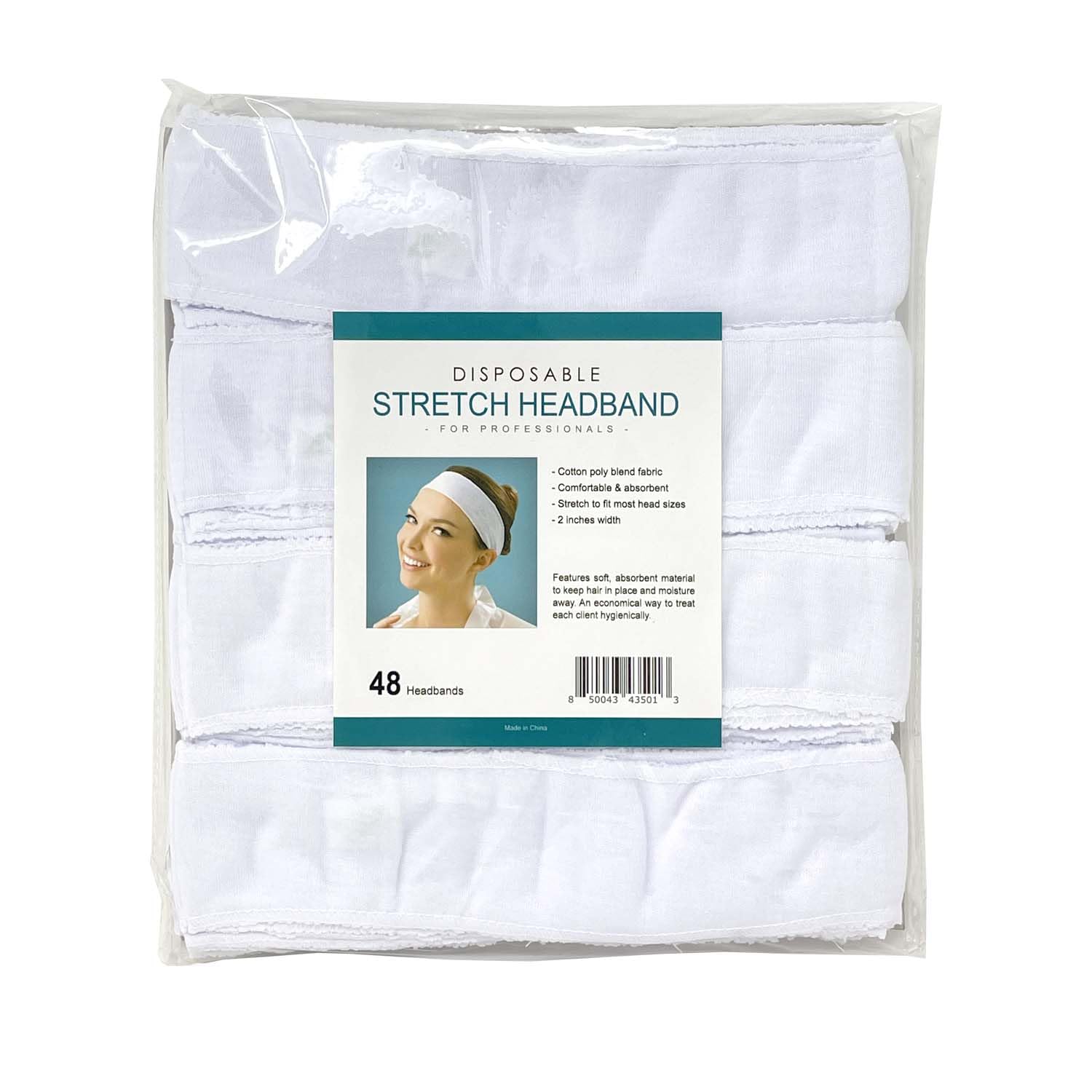 APPEARUS Disposable Headbands - 480 Count Stretch Cotton Spa & Facial Headbands for Women & Men (AH1051x10) | Perfect for Salon, Spa, Skincare & Makeup Application