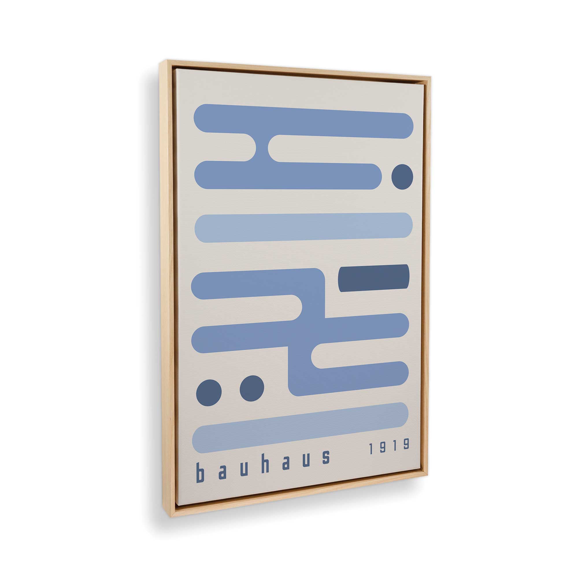 Blue Bauhaus Minimalist Circuitry Art Print on Canvas - Modern Wall Decor for Living Room, Office & Bedroom