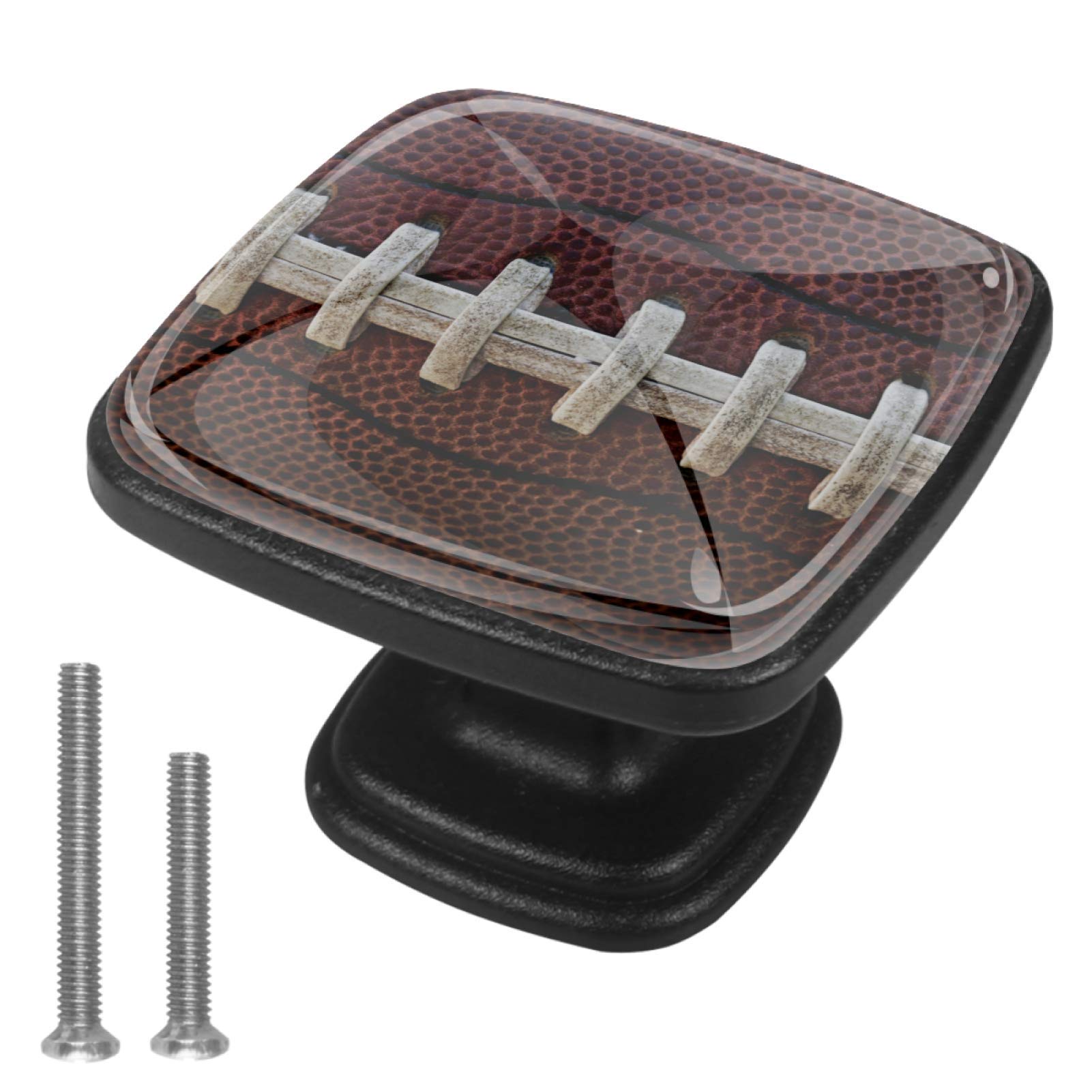 Football-Themed Kitchen Cabinet Knobs - 1.18 Inch Round Drawer Handles - 4 Pack Cabinet Hardware for Home & Office Decor - Perfect for Sports Fans, Game Rooms, and Themed Kitchens