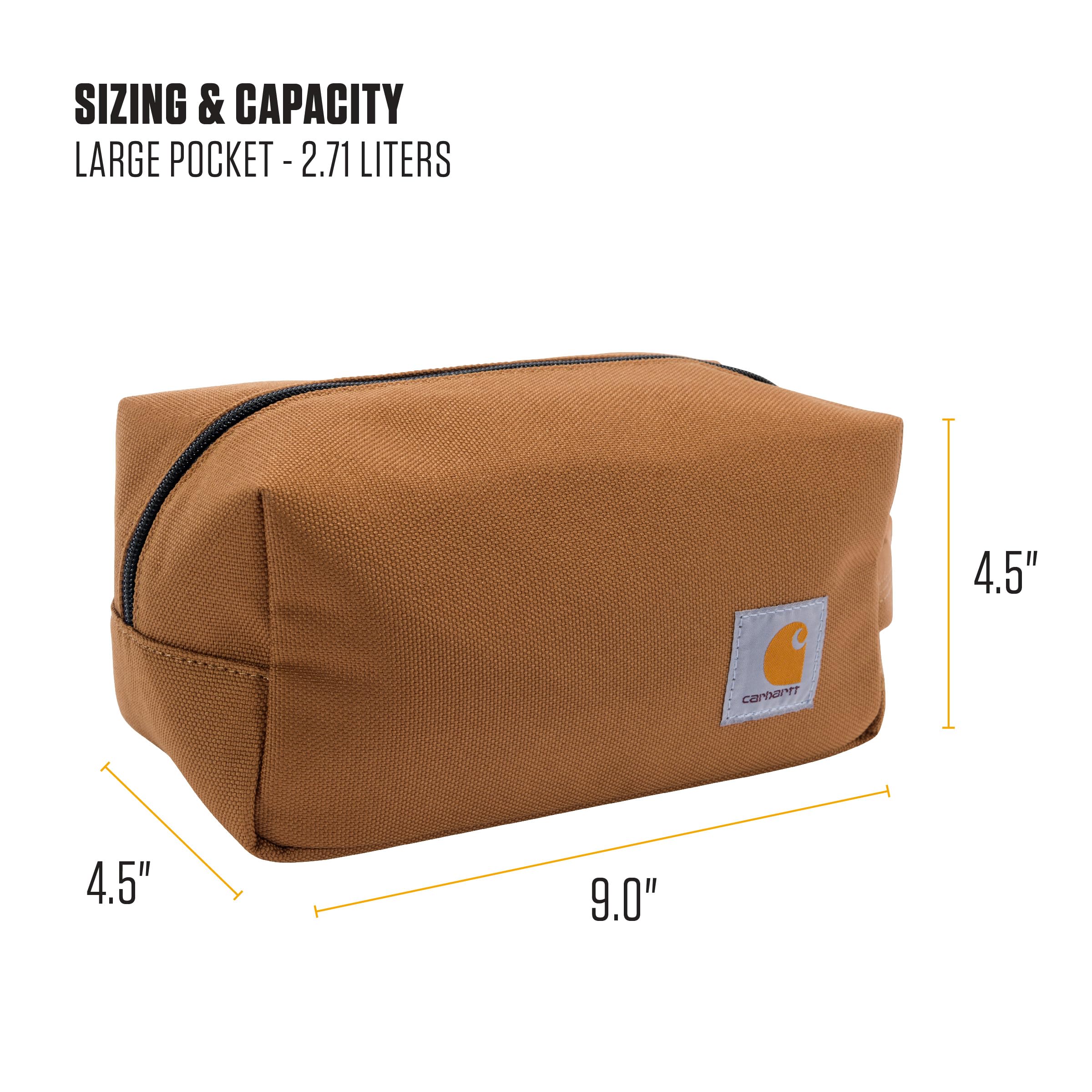 Carhartt Durable Water-Resistant Toiletry Bag | PFAS-Free Travel Organizer for Men & Women | Perfect for Camping, Gym & Airplane Carry-On Essentials