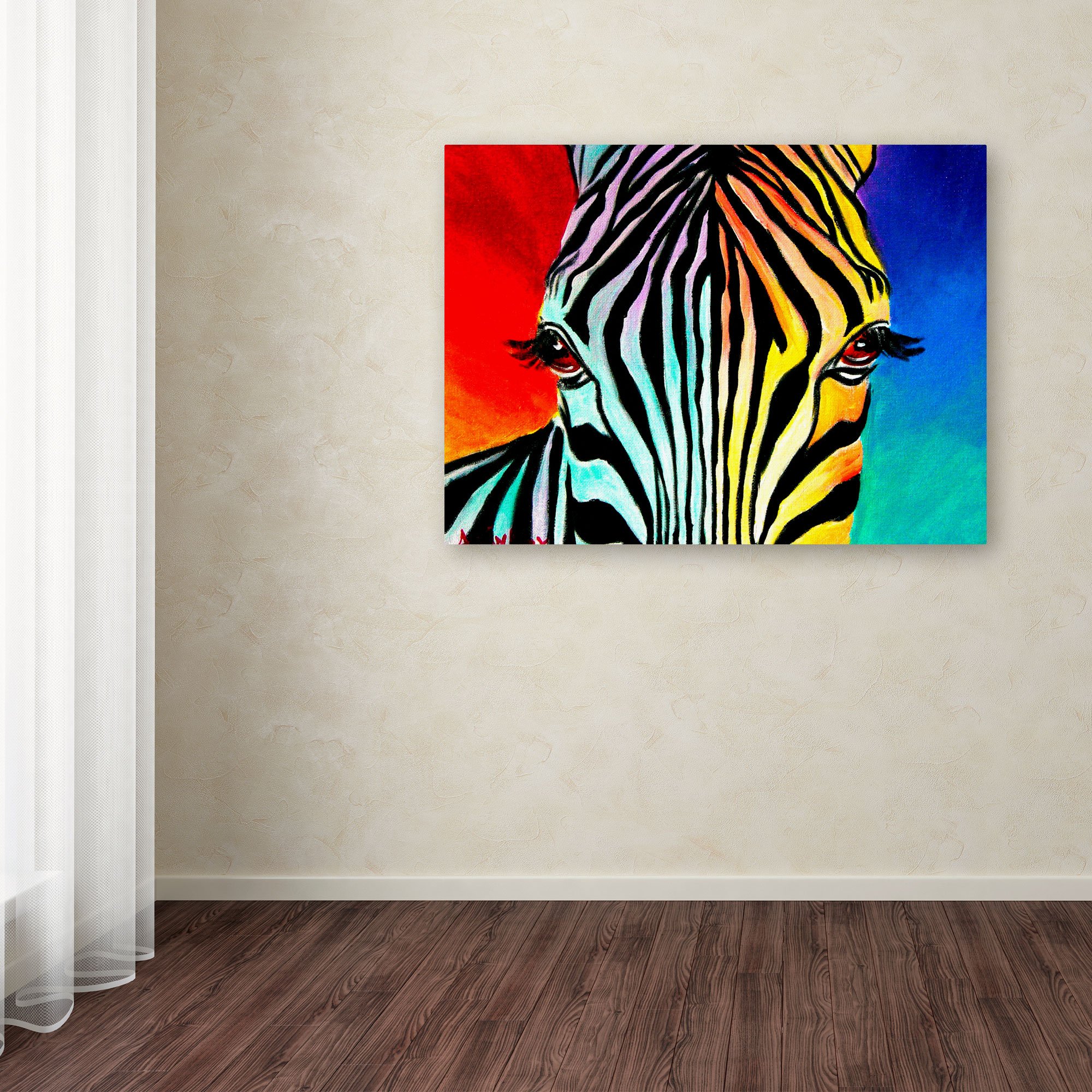 Trademark Fine Art 'Zebra' Canvas Print by DawgArt - 24x32 Inches, Modern Wildlife Wall Decor for Living Room, Bedroom & Office