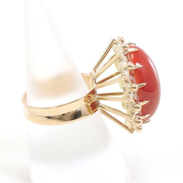 18K Yellow Gold Coral Ring for Women - Elegant Handmade Jewelry Gift for Birthday, Anniversary & Special Occasions
