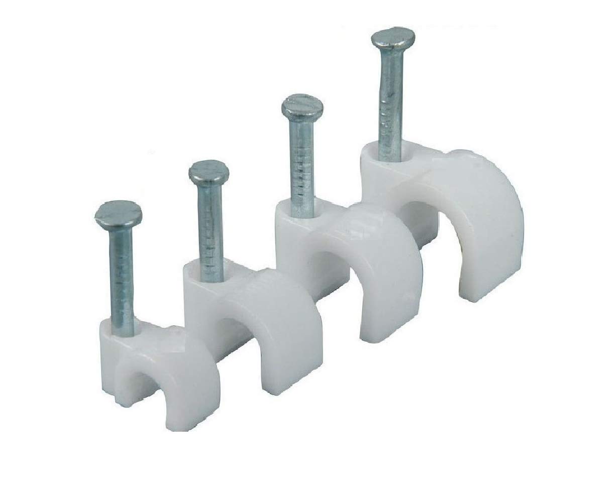 PARTH IMPEX Round Cable Wire Clips 4mm 6mm 8mm 10mm (400 Pack) - Cable Management for RG6, RG59, CAT5, CAT6, RJ45, Ethernet, Dish TV, Speaker Wires - Durable Cord Tie Holder & Coaxial Nail Clamps - Perfect for Home, Office & Data Center Organization