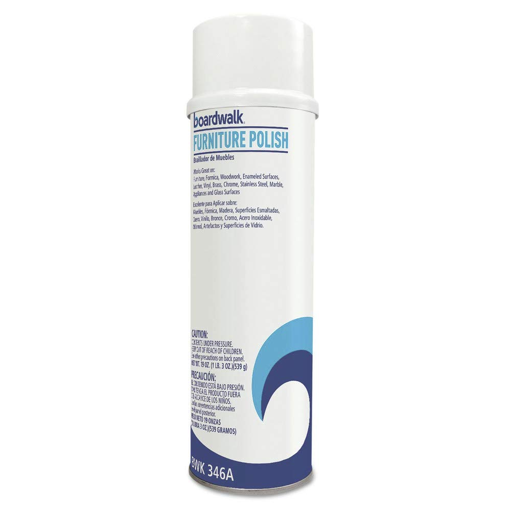 Boardwalk 1041283 19 oz. Lemon Scented Aerosol Spray Furniture Polish - Wood Cleaner & Protector (12 Pack) - Perfect for Dining Tables, Chairs & Cabinets