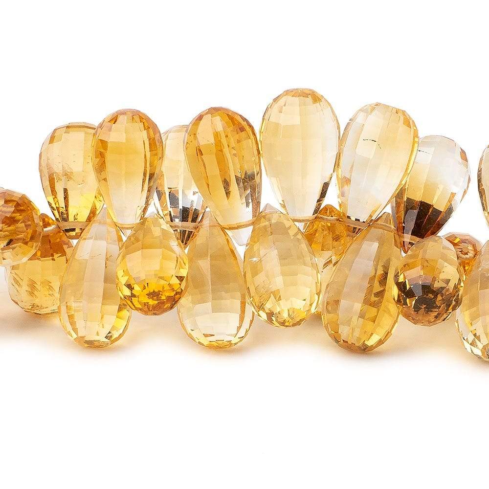 11x6mm & 16x8mm Natural Citrine Checkerboard Faceted Teardrop Beads - 6.25 Inch Strand (51 Pieces) - Perfect for Jewelry Making, DIY Bracelets, Necklaces & Craft Projects