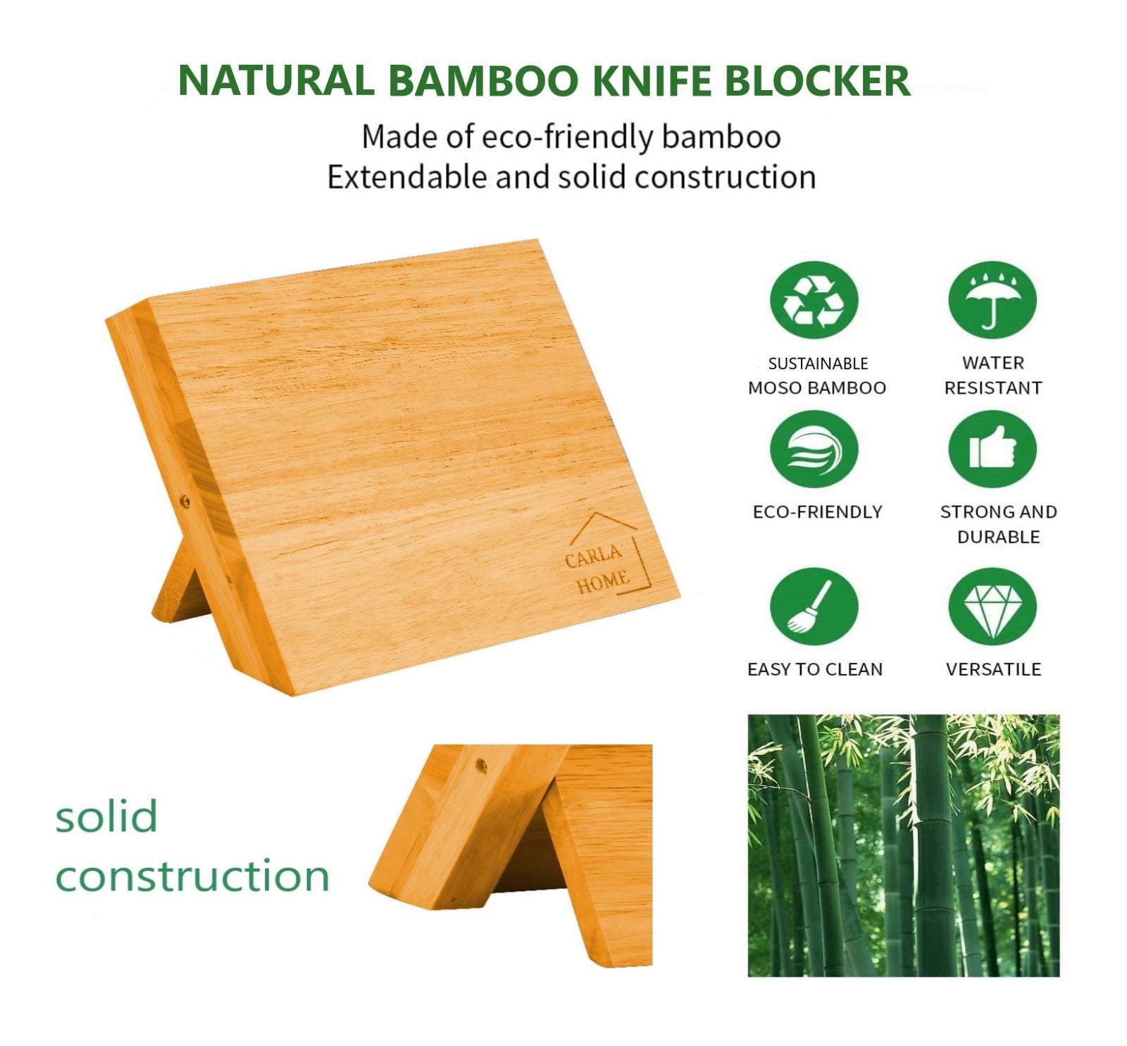 Premium Natural Bamboo Magnetic Knife Holder - Strong Magnetic Knife Block for Kitchen Storage & Organization | Perfect for Home Chefs & Professional Kitchens