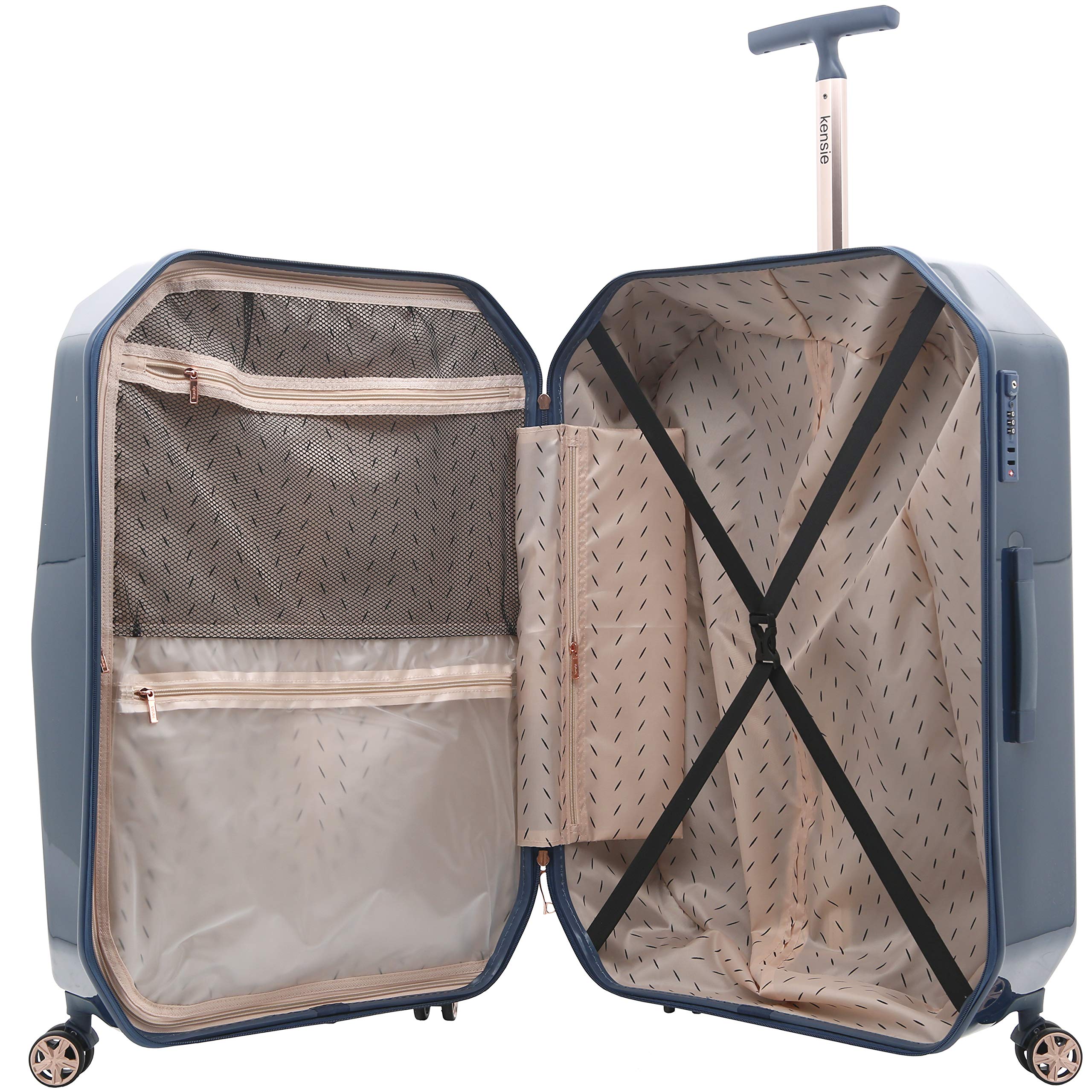 Kensie Women's Gemstone Luggage Set - Midnight Blue 20-Inch Carry-On Spinner Suitcase for Travel, Business Trips & Weekend Getaways