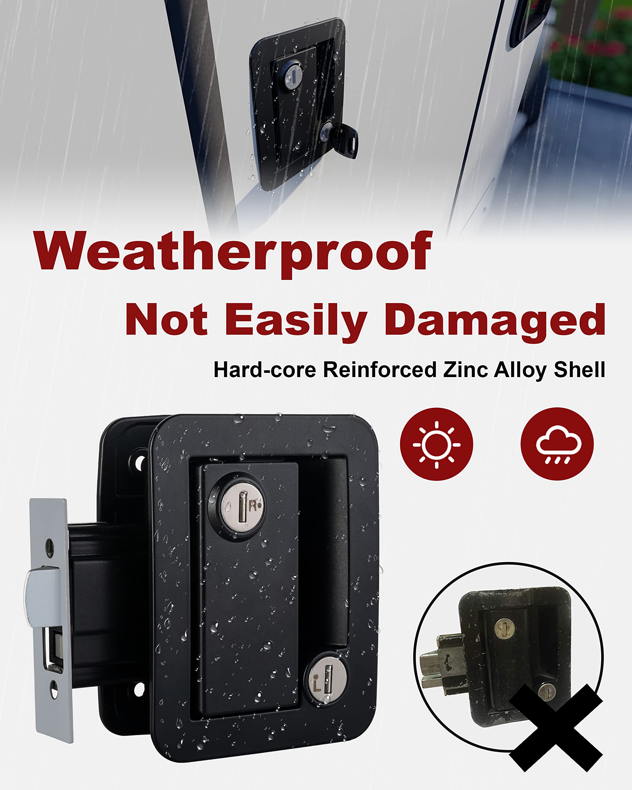 Universal RV Camper Door Lock Latch with Deadbolt & Handle - Heavy Duty Security Lock for Travel Trailers, 5th Wheels & Compartment Doors (Black, 3-Pack with 12 Matching Keys) | Perfect for Outdoor Adventures & Camper Security