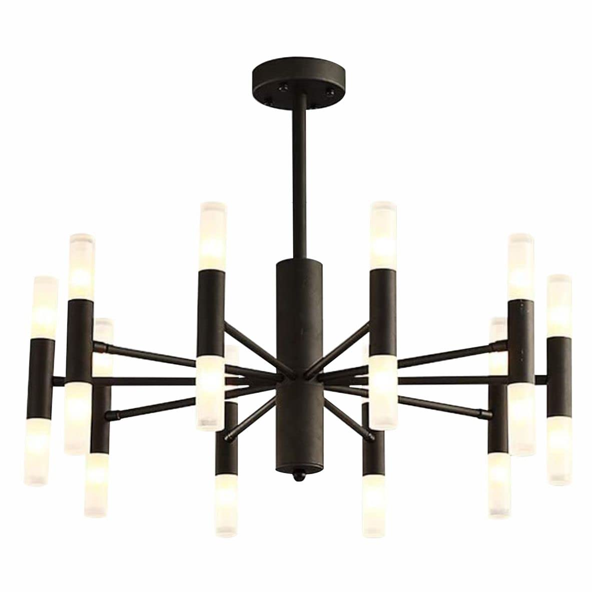 Modern Matte Black Sputnik Chandelier - 20-Light Semi Flush Mount Ceiling Light - Mid Century Vintage Farmhouse Industrial Pendant Lighting for Dining Room, Living Room & Bedroom