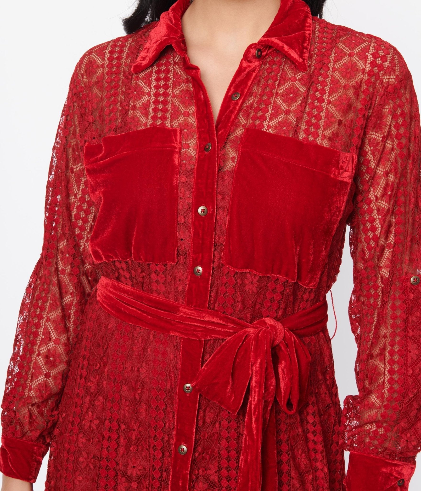 Vintage 1970s Burgundy Lace Maxi Shirtdress - Retro Blanche Style Long Sleeve Button Down Dress for Women, Perfect for Weddings, Parties & Special Occasions