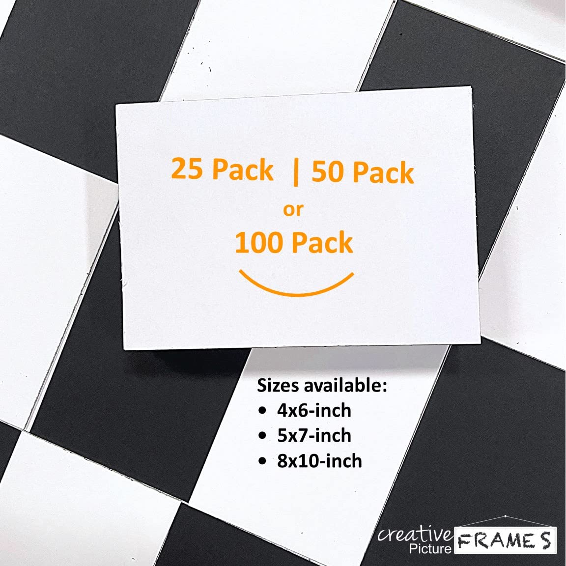 8x10 Inch White & Black Acid-Free Picture Frames - 4-Ply Mat Backer Board for Photos & Artwork (Pack of 50) - Perfect for Home Decor, Gallery Displays & Professional Photography