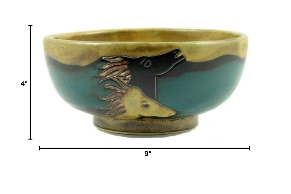 MARA STONEWARE COLLECTION - 72oz Handcrafted Ceramic Serving Bowl with Horse Design - Durable Dinnerware for Entertaining, Home Decor & Gift Giving