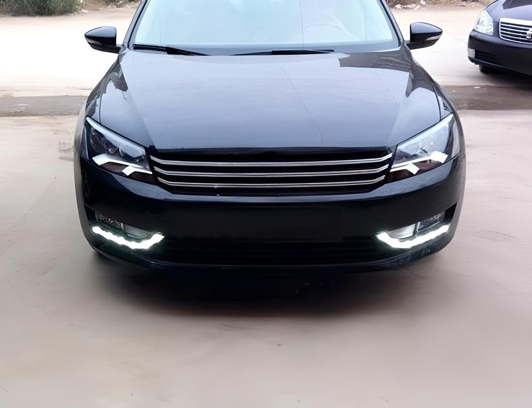 iJDMTOY Switchback LED Daytime Running Lights for 2012-2016 Volkswagen Passat - OEM Fit LED DRL Fog Bezel Assembly with White Daylight & Amber Turn Signals - Perfect for Enhanced Visibility and Style on the Road