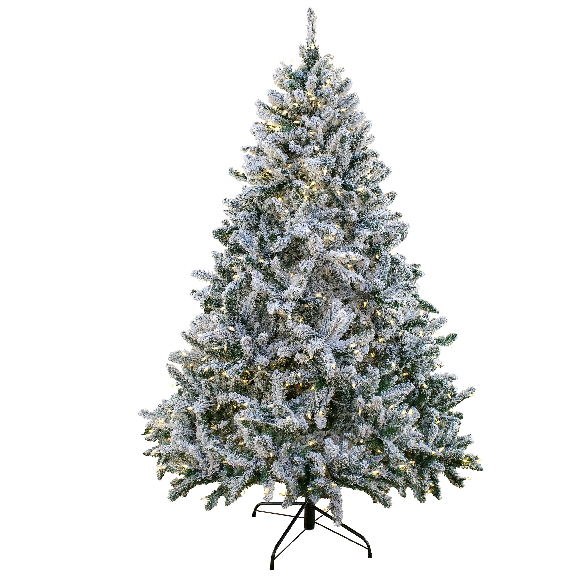 7.5 ft Pre-Lit Snowy Hudson Christmas Tree with PowerConnect Dual Color LED Lights - Perfect for Holiday Home Decor & Festive Indoor Lighting