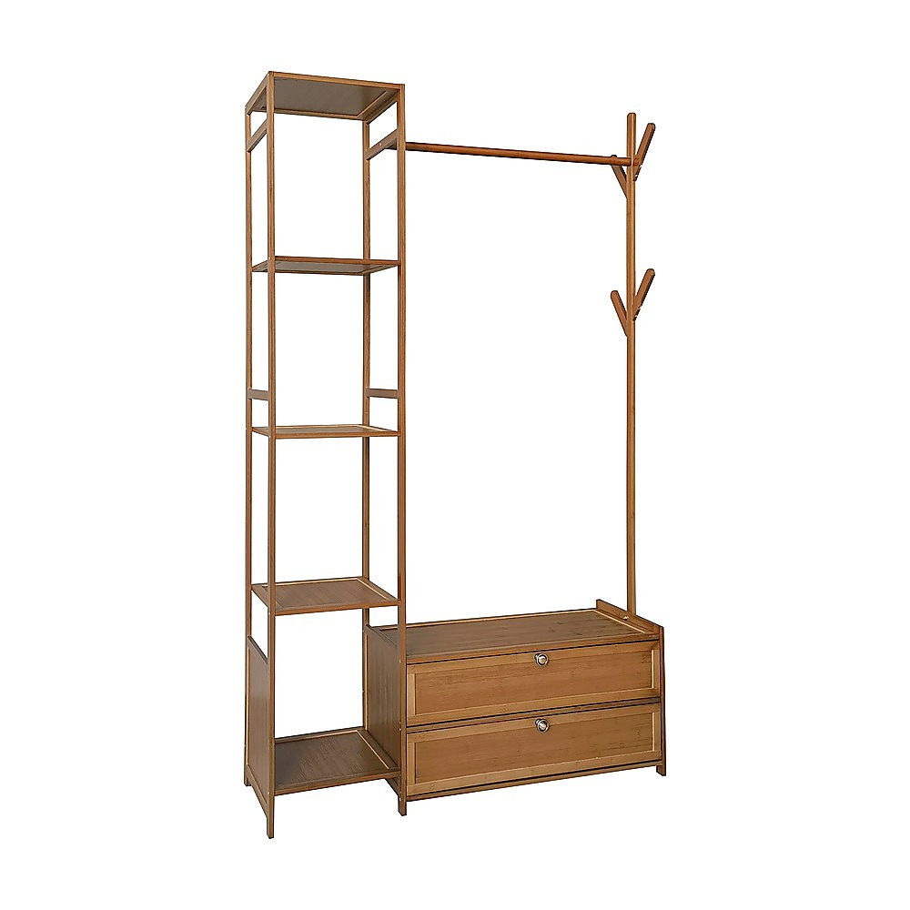 165x100cm Modern Clothes Rack Stand with Storage Shelves - Heavy Duty Coat Tree Organizer for Bedroom, Closet, Laundry Room & Entryway
