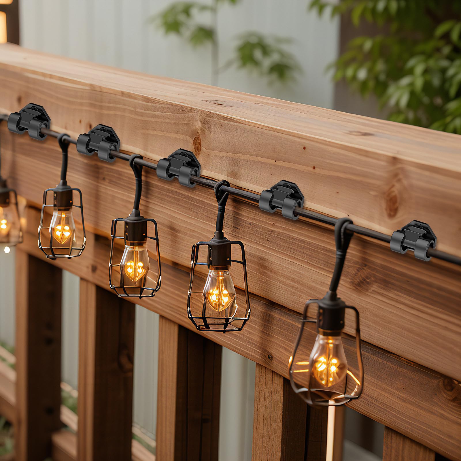Outdoor String Light Hooks - 20 Pack Weatherproof Christmas Light Clips for Hanging Fairy Lights, Cables & Holiday Decor (Black) - Perfect for Patio, Garden, Wedding & Christmas Decoration