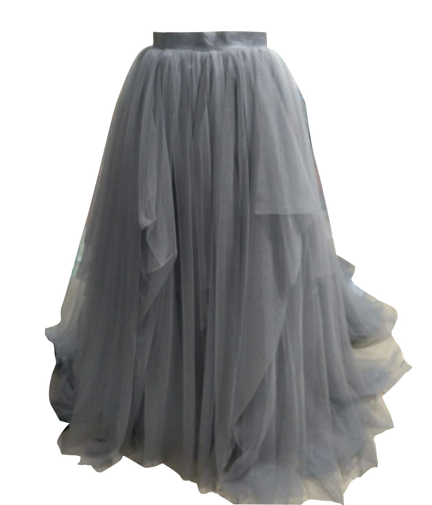 Elegant Women's Long Tutu Tulle Skirt - Flowy Puffy Maxi Skirt with Short Train - Custom Color Options for Weddings, Parties & Photo Shoots