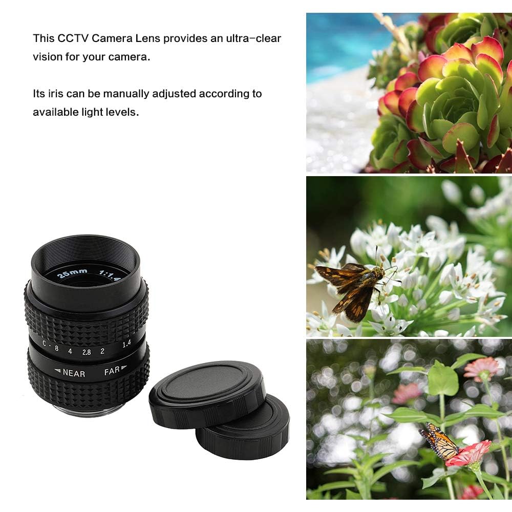 25mm F1.4 CCTV Lens for C Mount Cameras & 16mm C Mount to Micro Four Thirds Adapter - Professional Video & Photography for Filmmaking, Surveillance, and Vlogging