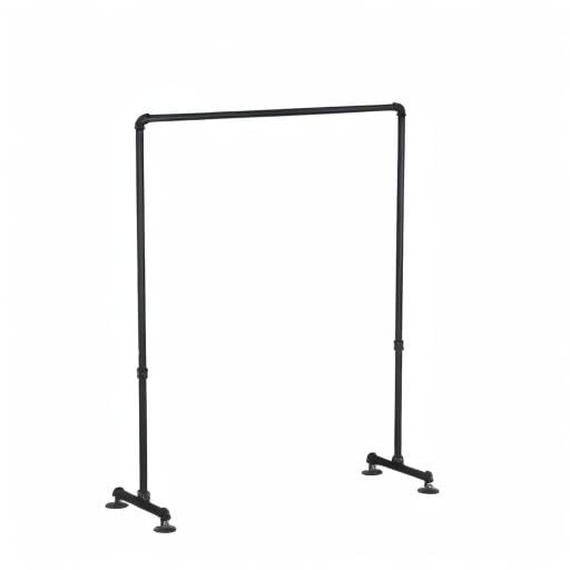 William Roberts Vintage Industrial Heavy Duty Hanging Rod Garment Rolling Closet Organizer Rack - 48 Inch with Flange Feet for Bedroom, Closet & Laundry Room Organization