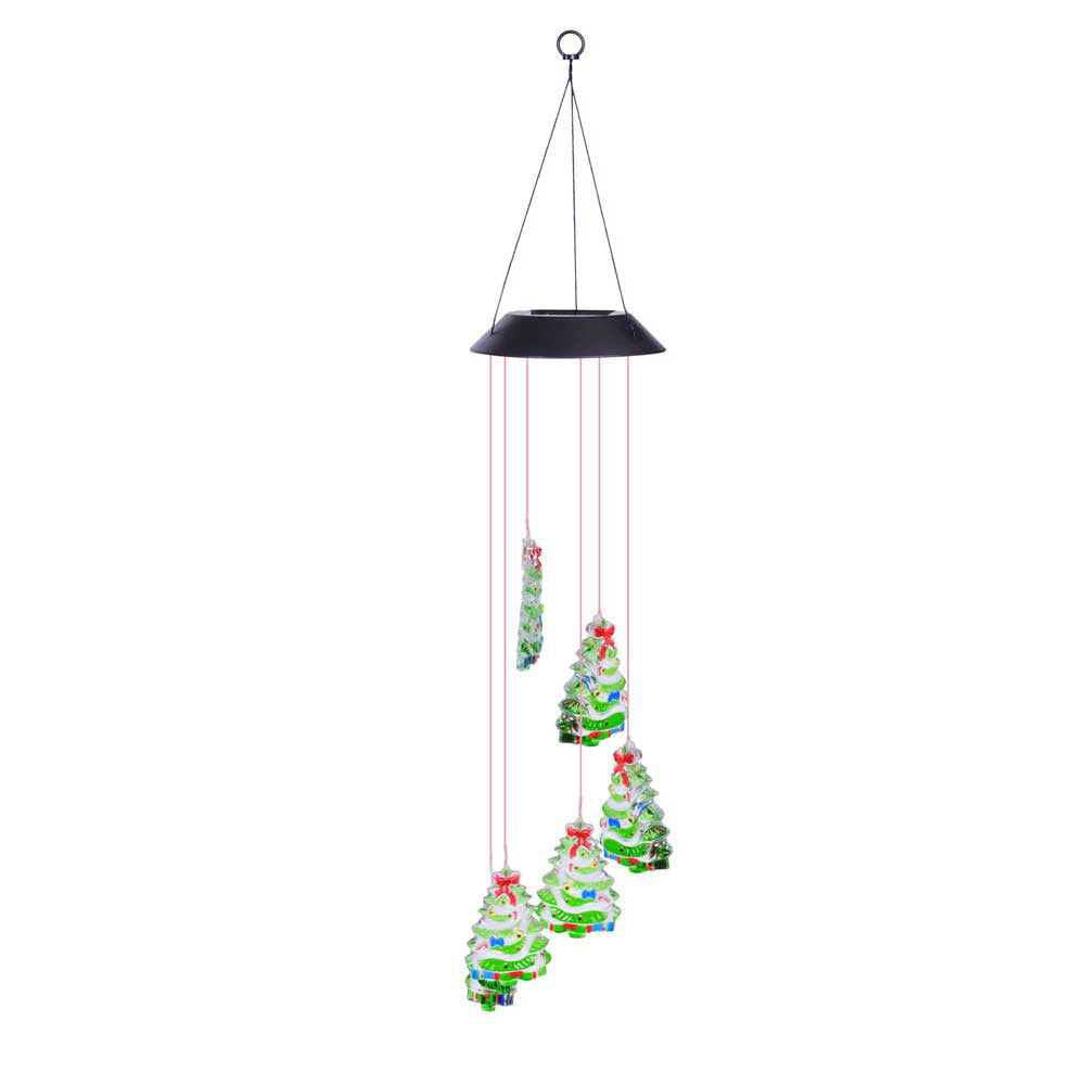 Solar LED Christmas Tree Wind Chime Outdoor Decor - Waterproof Hanging Garden Lights for Patio, Yard & Holiday Decoration