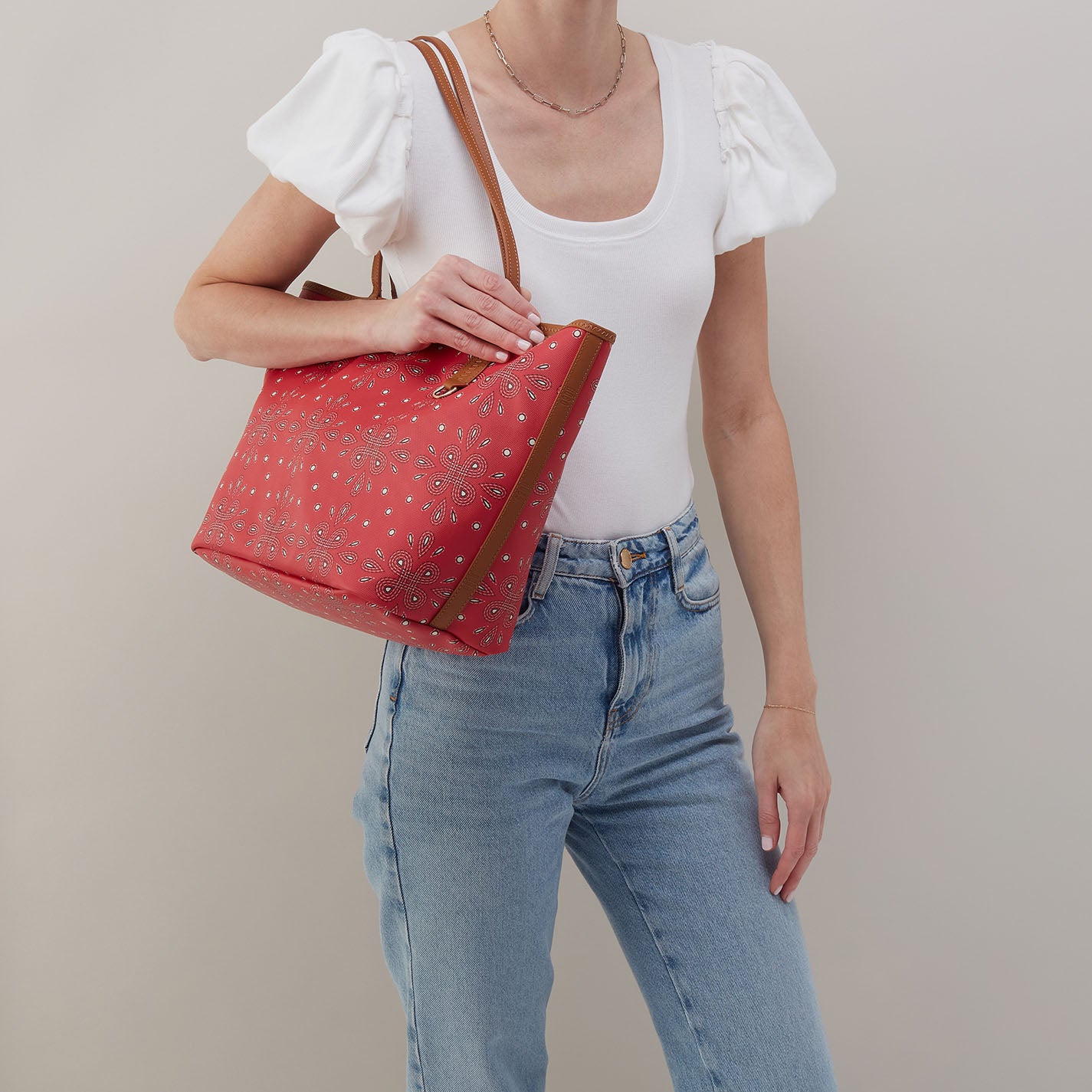 All That Tote In Coated Canvas - Red Journey Bandana Print Fashionable Shoulder Bag for Women | Perfect for Travel, Shopping & Everyday Use